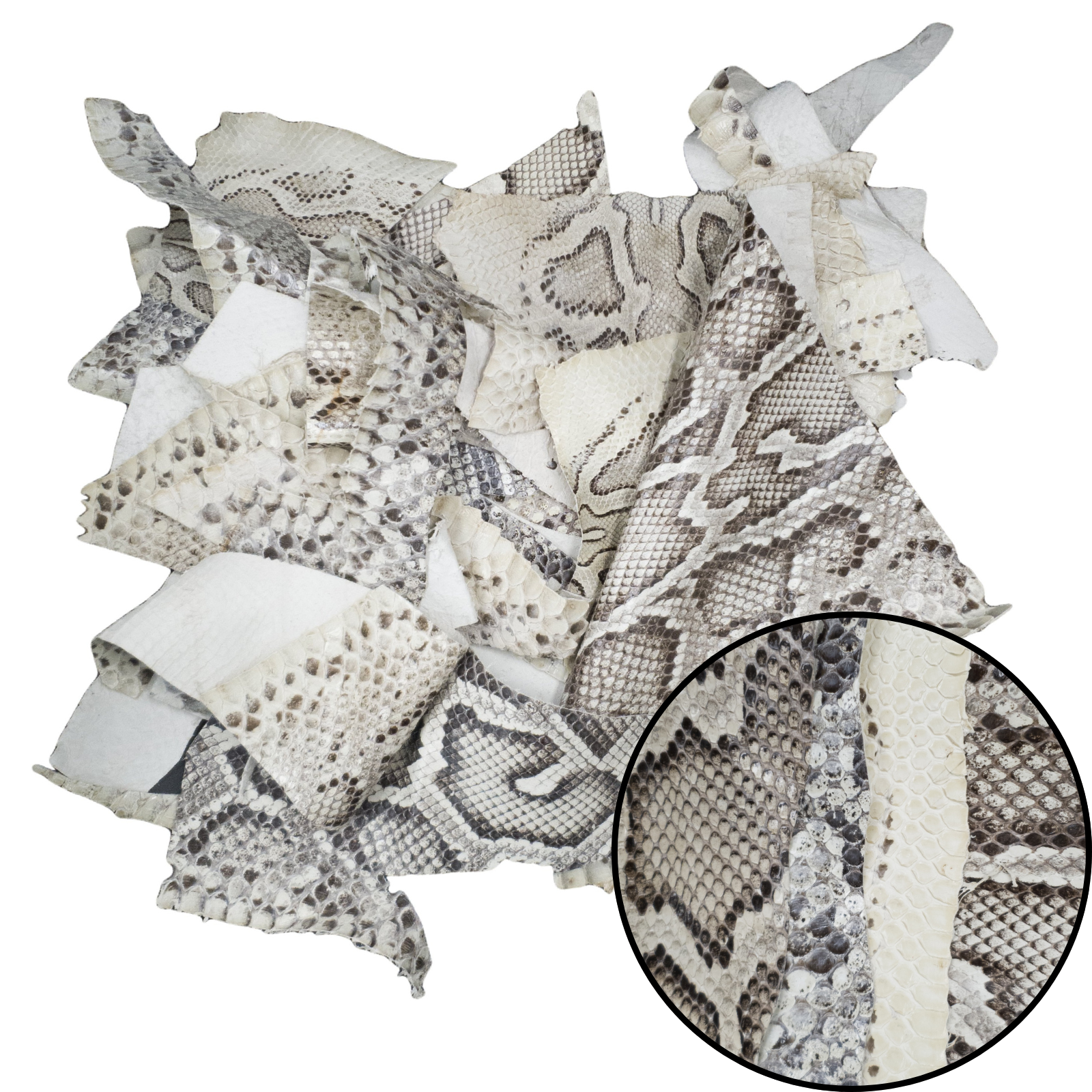 Genuine Snake Leather Scrap, 0.5 - 1 oz, Mixed Colors Remnant Bag, Satin/Shiny / 1 lb | The Leather Guy