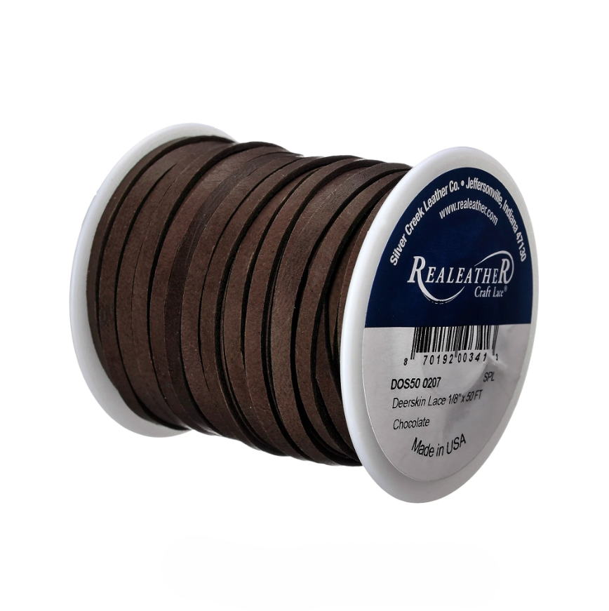 Deerskin Spool, 1/8" x 50 Ft Lacing, .8 mm, Brown | The Leather Guy