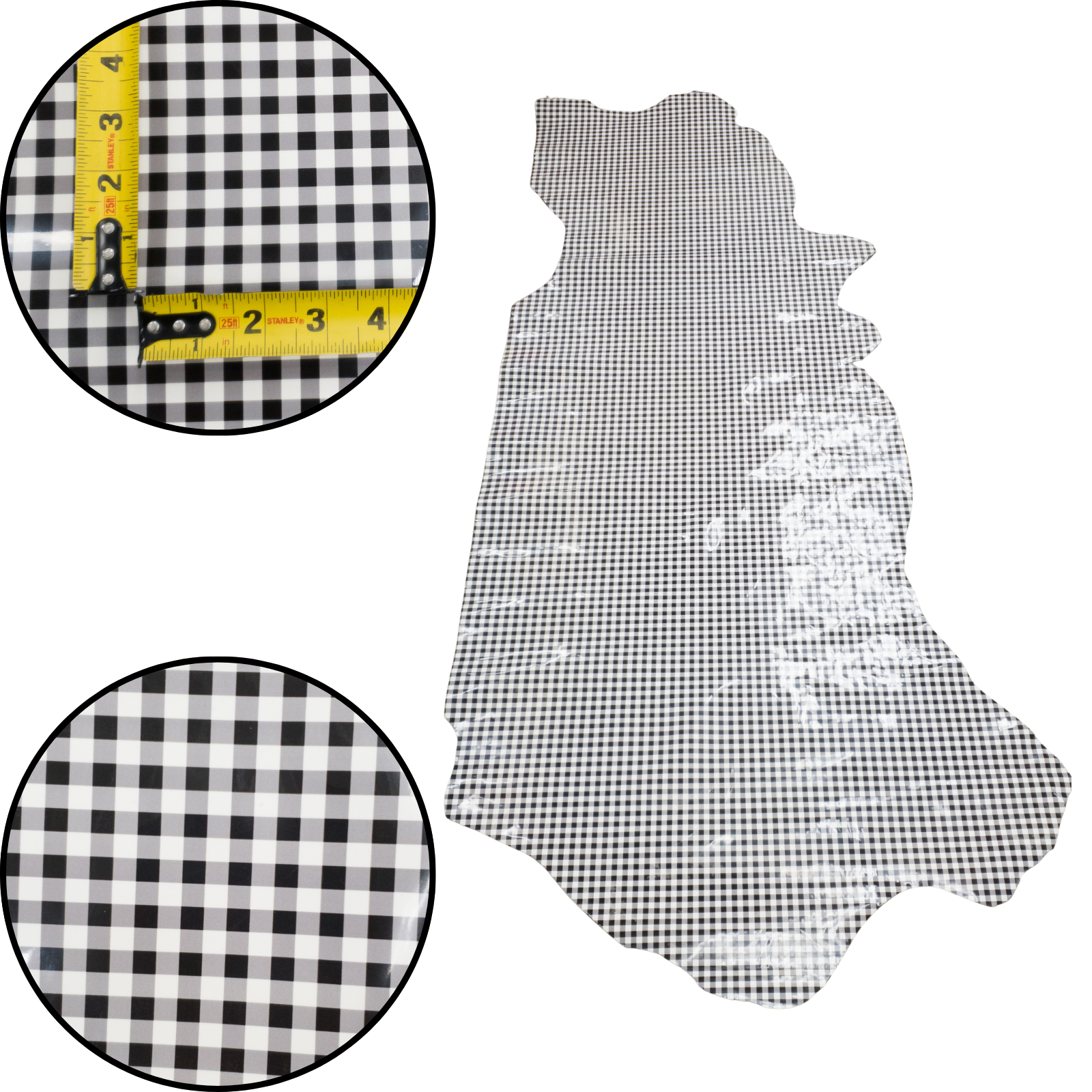 Spade Collection, Patent Cow Handbag Leather, Sides and Project Pieces, Small Black Gingham / Side / 15-17 Sq Ft | The Leather Guy