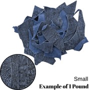 Genuine Giraffe Leather, 4.5 - 5.5 oz, Chrome Tan Scrap, Blue / Small / 1/2 lb | The Leather Guy