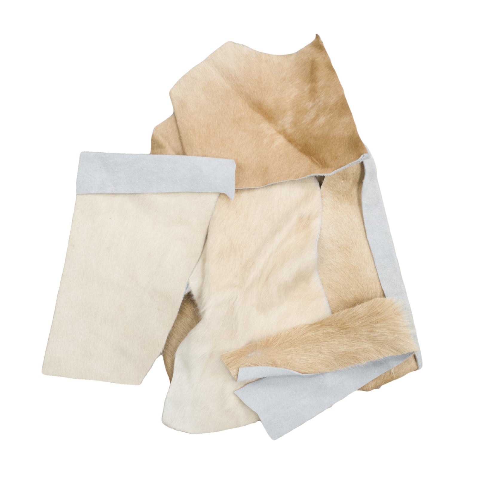 Solid Color, Hair-on Cowhide Scrap Remnant Bags, Small Light Brown (2 hand-1 SqFt) / 1 LB | The Leather Guy