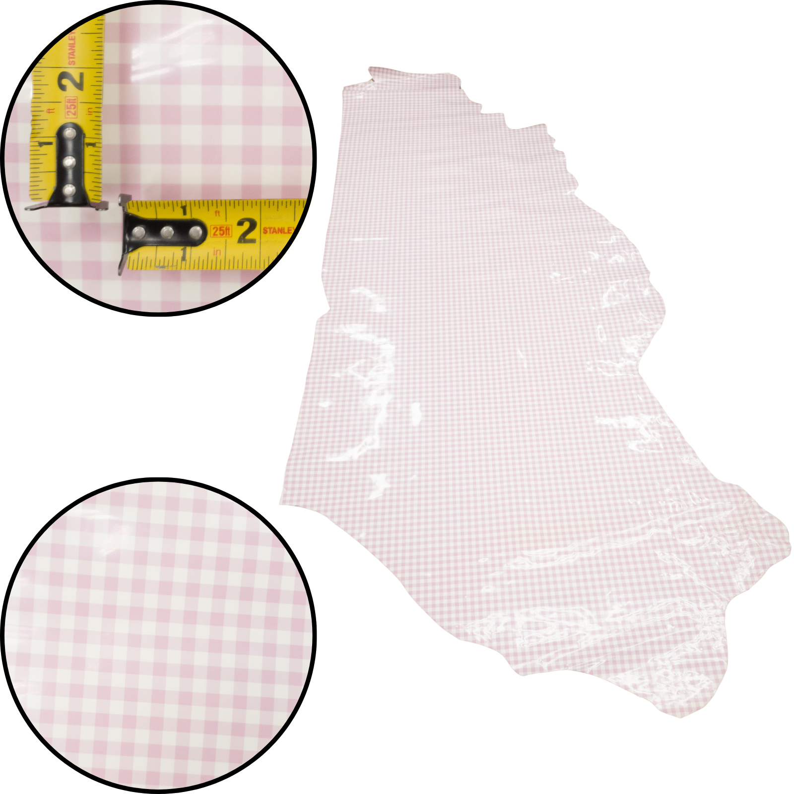 Spade Collection, Patent Cow Handbag Leather, Sides and Project Pieces, Small Pink Gingham / Side / 21-23 Sq Ft | The Leather Guy