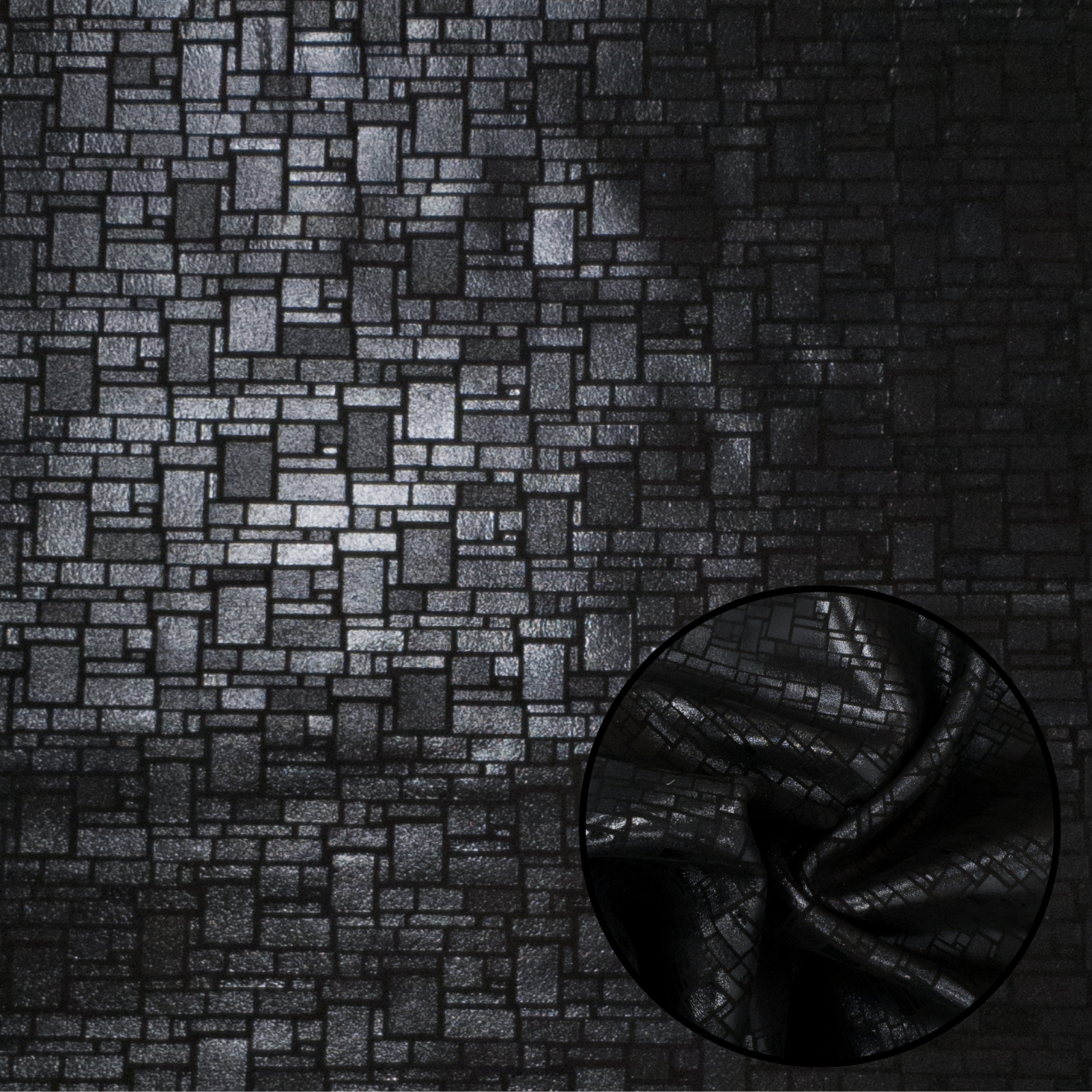 Soft Glam, 2-4 oz Fashion, Limited Stock Pre-cuts, Black Block Castle / 4 x 6 | The Leather Guy