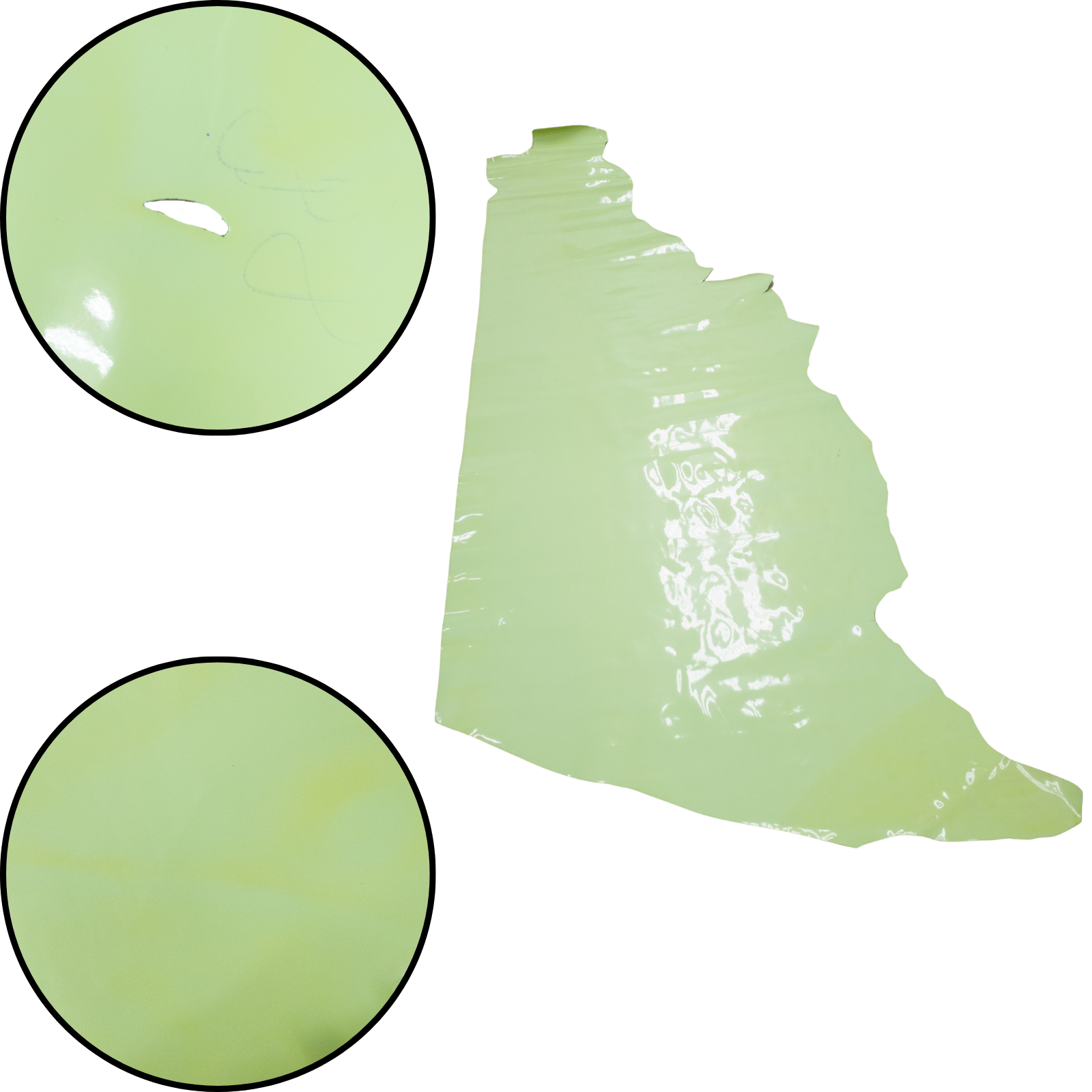 Solid Colors, Patent Cow Handbag Leather, Sides and Project Pieces, Low-Grade Stained Glass Green / Side / 18-20 Sq Ft | The Leather Guy