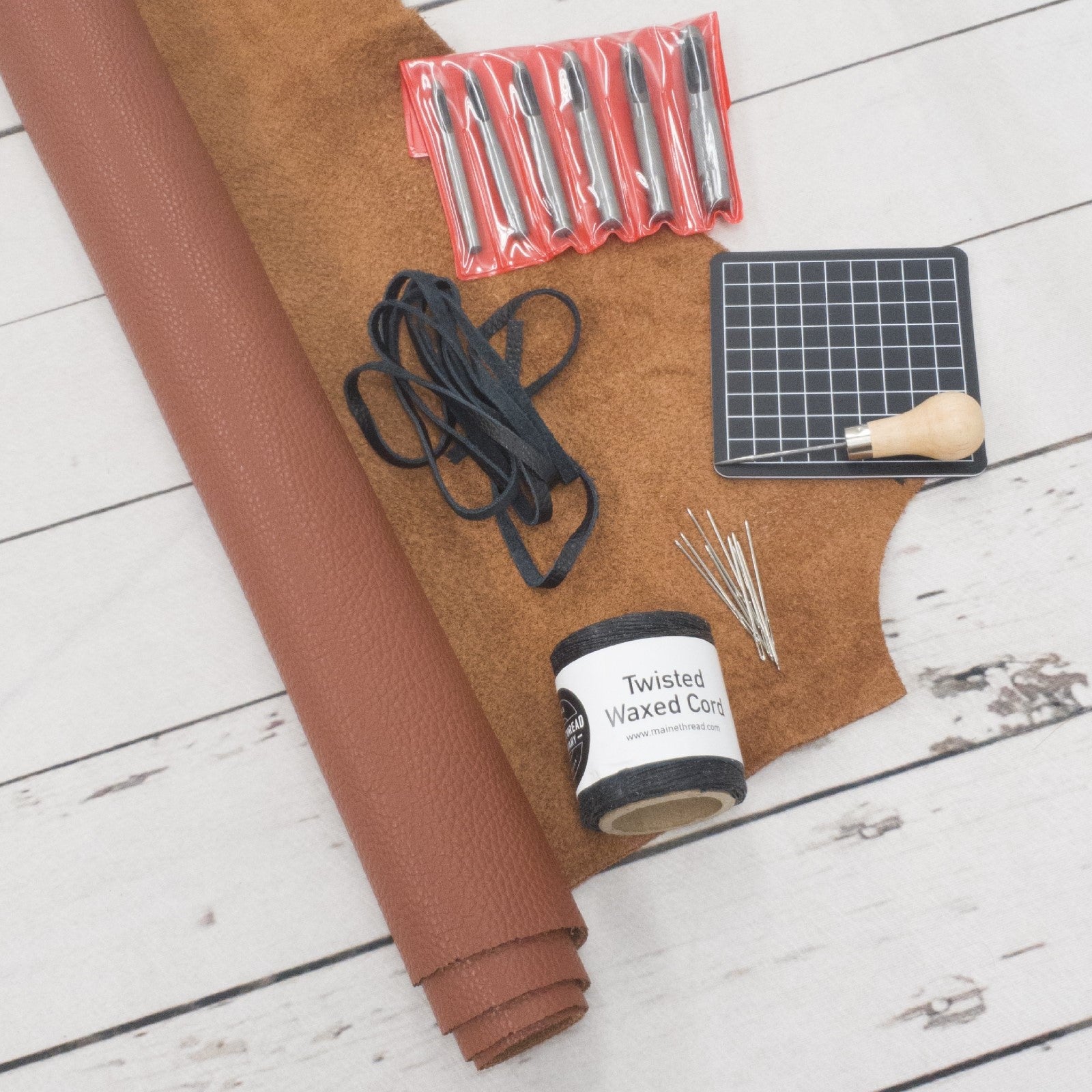 DIY Sun Sandal Complete Kit with Guide, Leather, and Tools, With Pattern / Tools & Leather / Saddle Tan | The Leather Guy