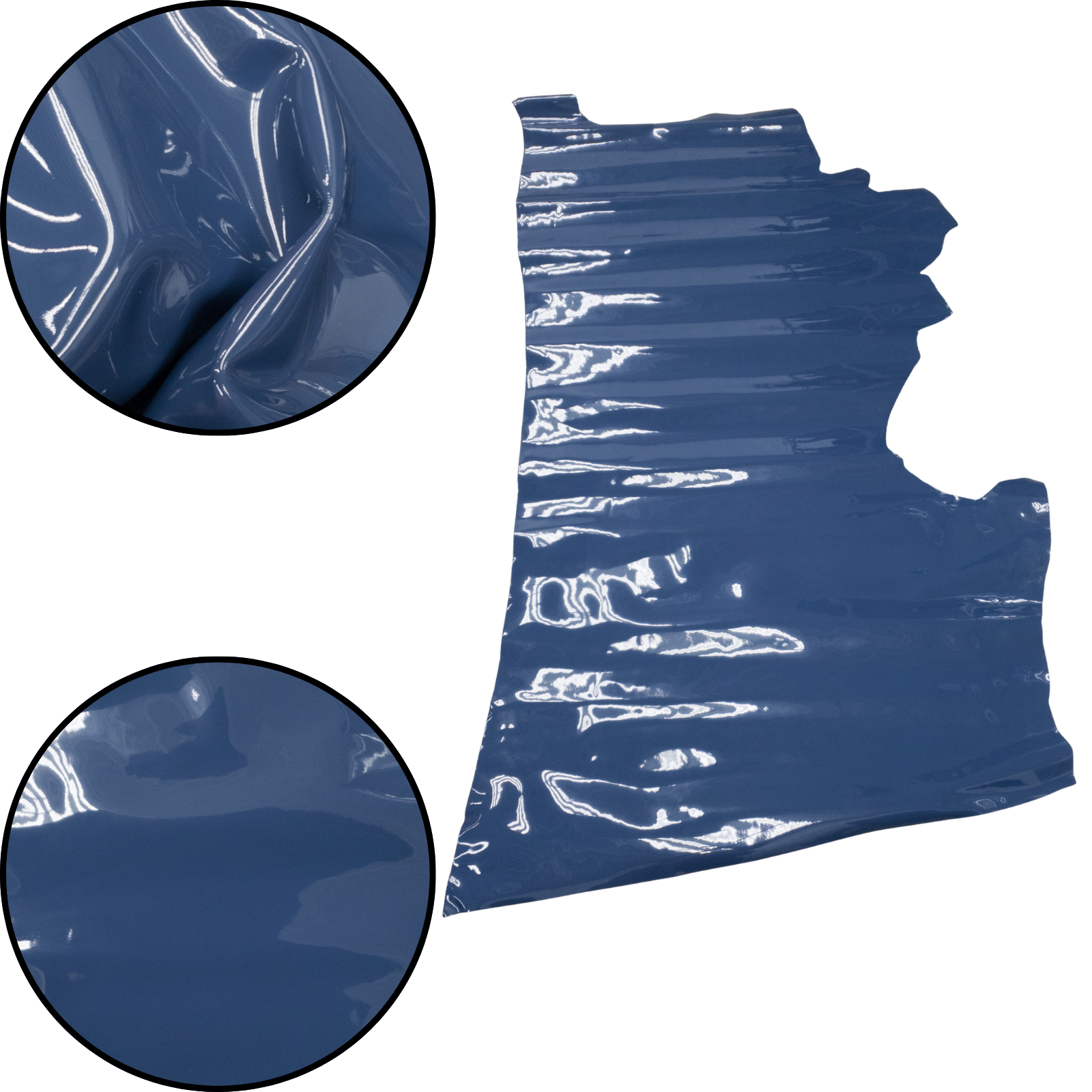 Solid Colors, Patent Cow Handbag Leather, Sides and Project Pieces, Sweet Navy Blue / Side / 9-11 Sq Ft | The Leather Guy