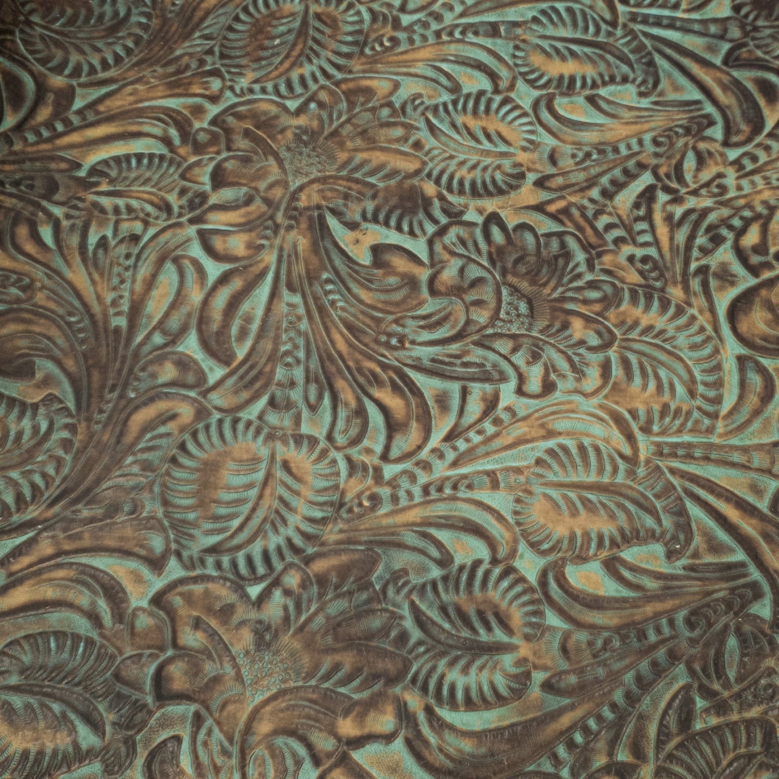 Fashion Embossed, Non-Stock Handbag Cowhide Pre-Cuts, Turquoise Wonderland / 4x6 | The Leather Guy