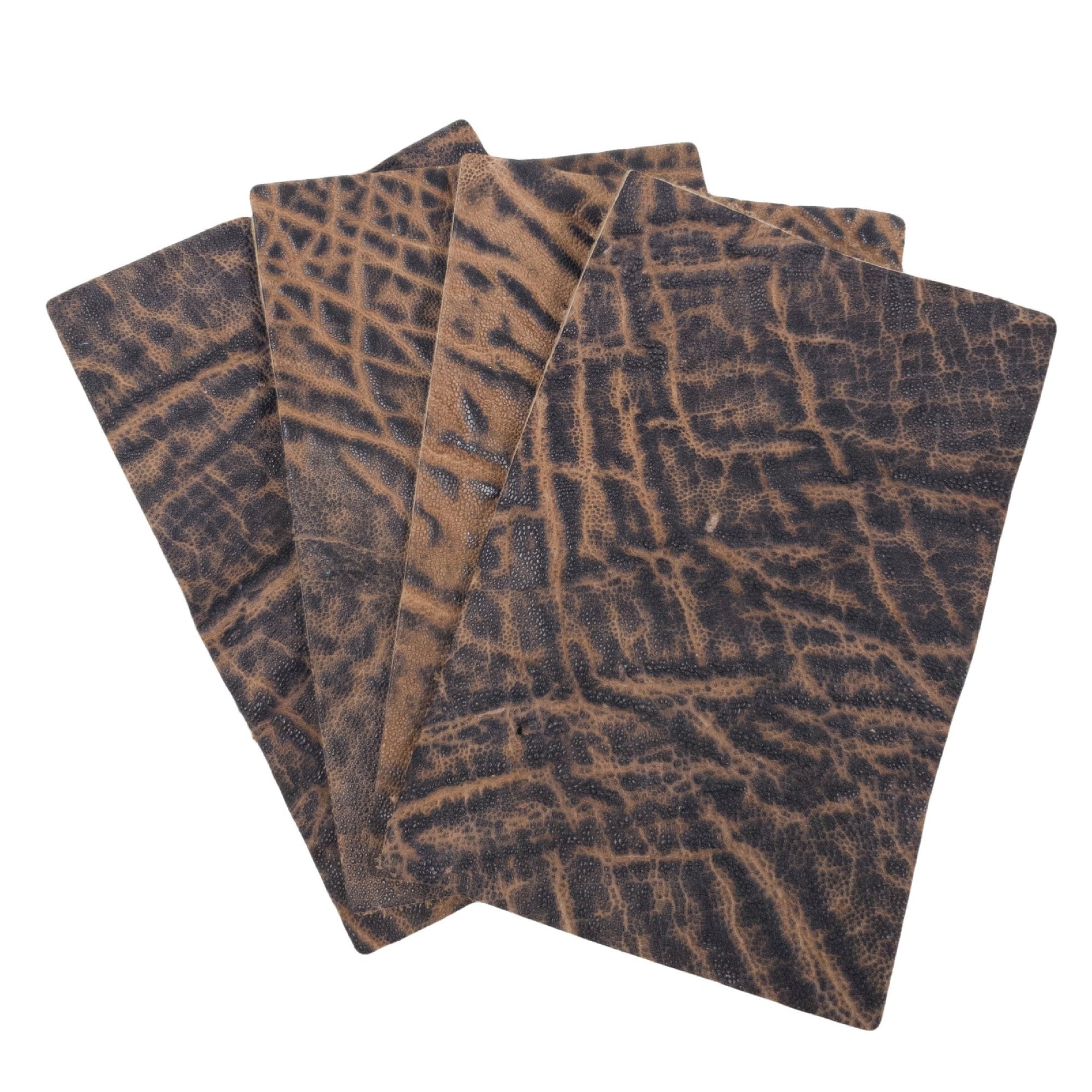 Genuine Elephant Nonstock Pre-cuts, 4.5-5.5 oz, Various Colors, Two-Tone Tan / 4" x 6" | The Leather Guy