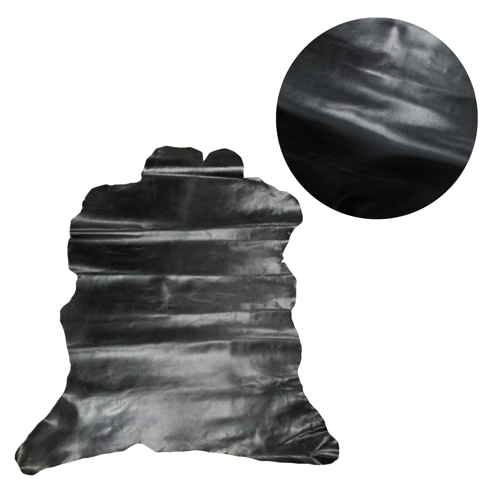 Colors, 5-10 Sq Ft, 1-2.5 oz, Cordovan Style Calf Hides, Black 2 / 5-6 Sq Ft | The Leather Guy