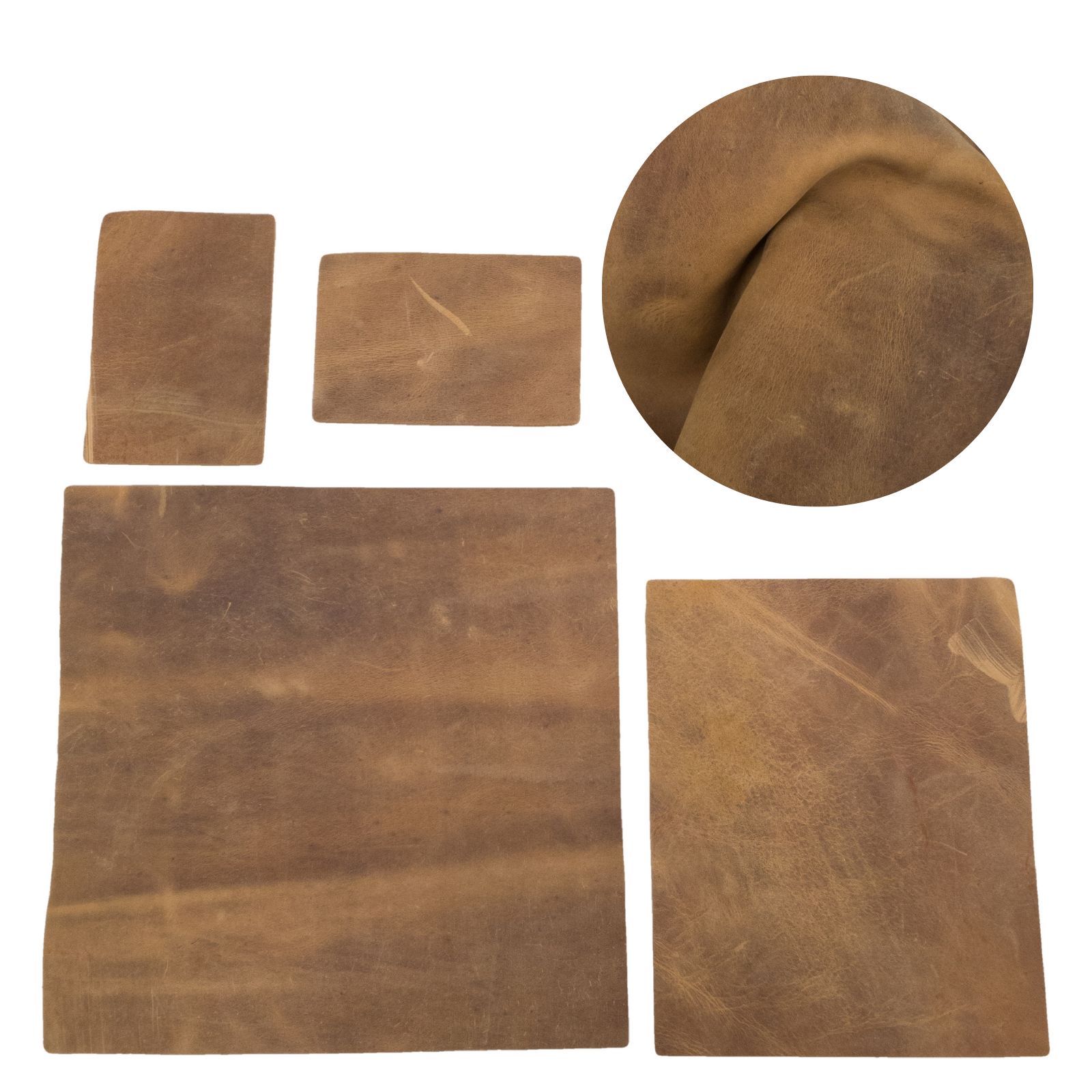 Medium Brown Cowboy Cut Pre-cuts, Rustic - Tumbleweed Brown (4-5oz) / 4 x 6 | The Leather Guy