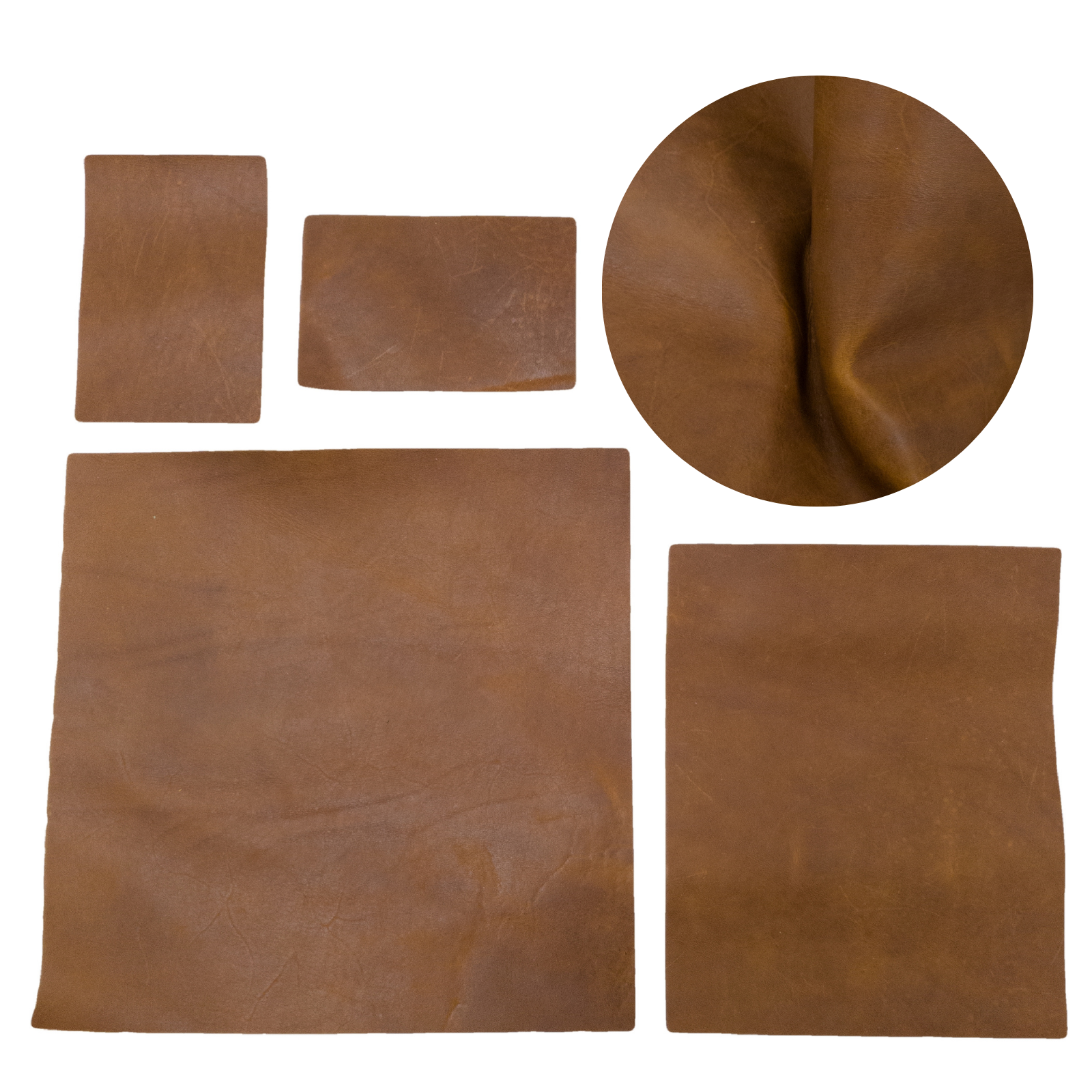 Medium Brown Cowboy Cut Pre-cuts, Rustic - Vintage Sienna (4-5oz) / 4 x 6 | The Leather Guy
