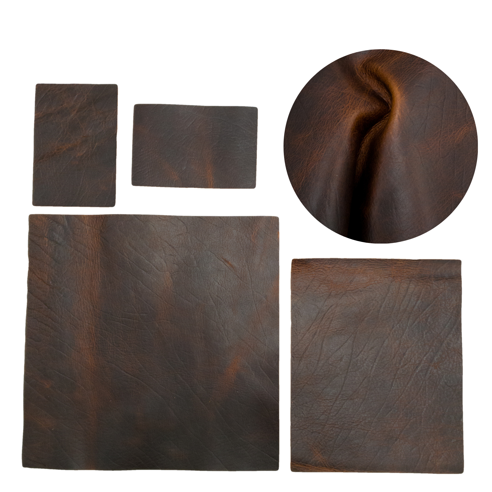 Dark Brown Cowboy Cut Pre-cuts, Regular - Root Beer Brown (4-5oz) / 4 x 6 | The Leather Guy