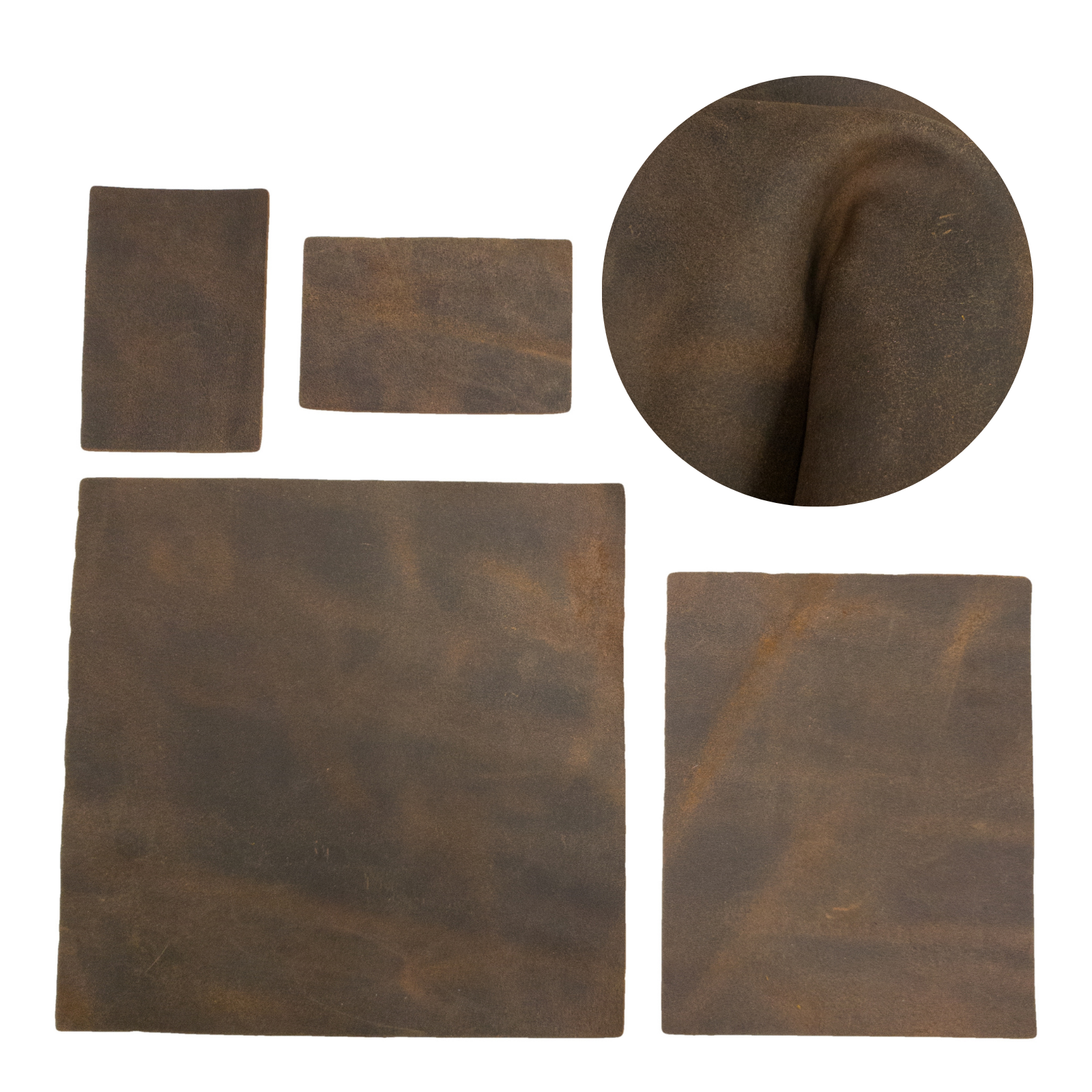 Dark Brown Cowboy Cut Pre-cuts, Grunge - Corral Brown (4-5oz) / 4 x 6 | The Leather Guy