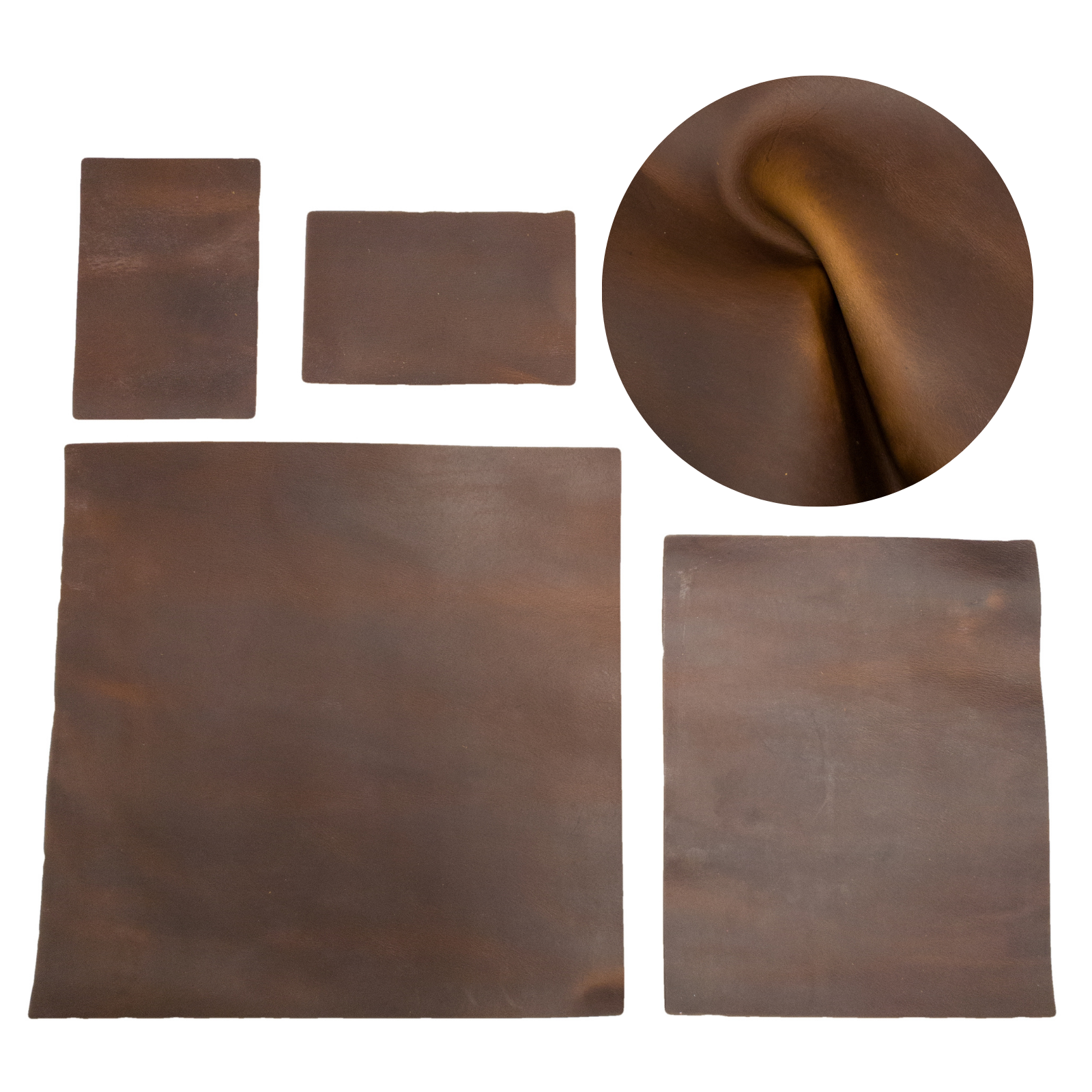 Dark Brown Cowboy Cut Pre-cuts, Rustic - Bellyaching Brown (4-5oz) / 4 x 6 | The Leather Guy