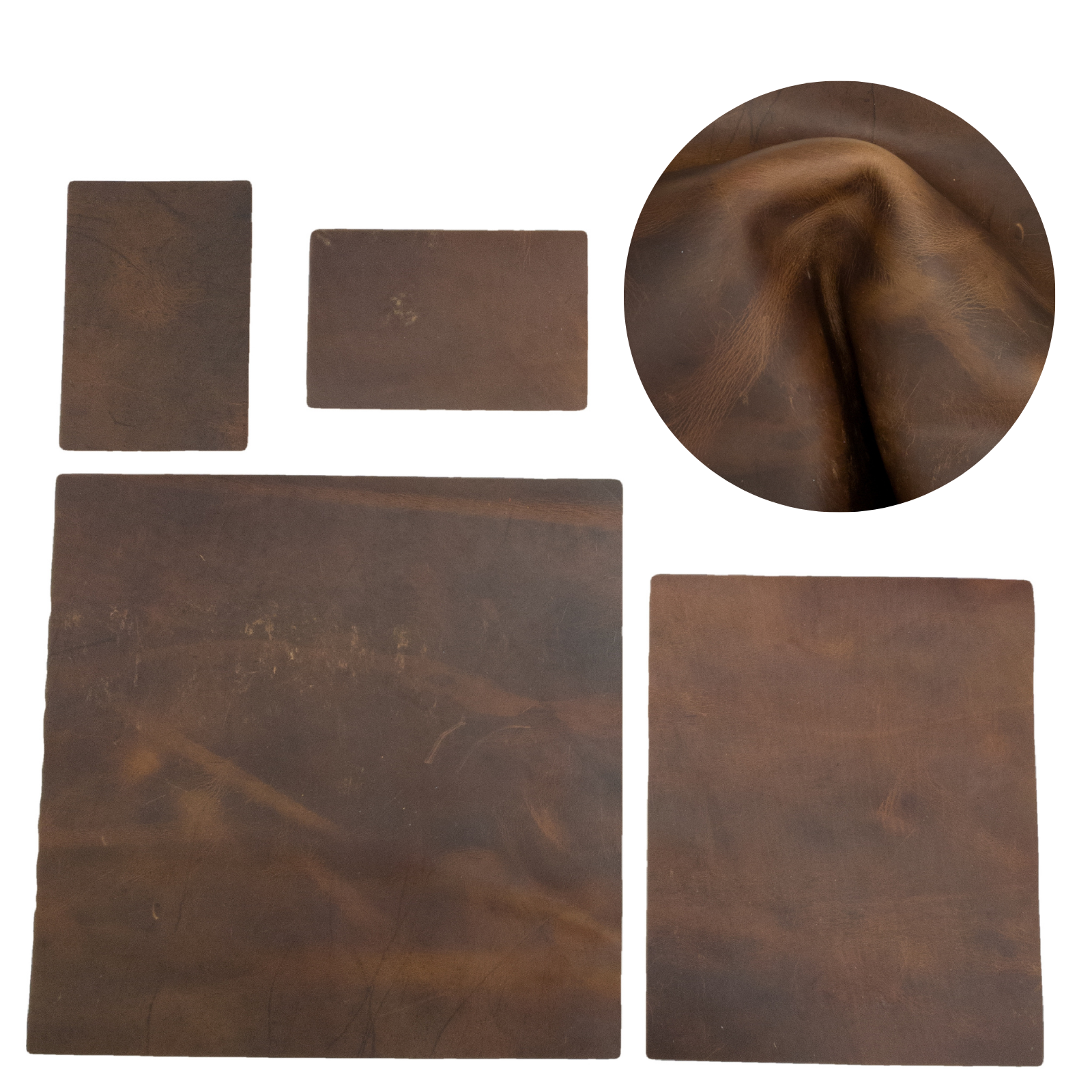 Dark Brown Cowboy Cut Pre-cuts, Rustic - Buck Brown (4-5oz) / 4 x 6 | The Leather Guy