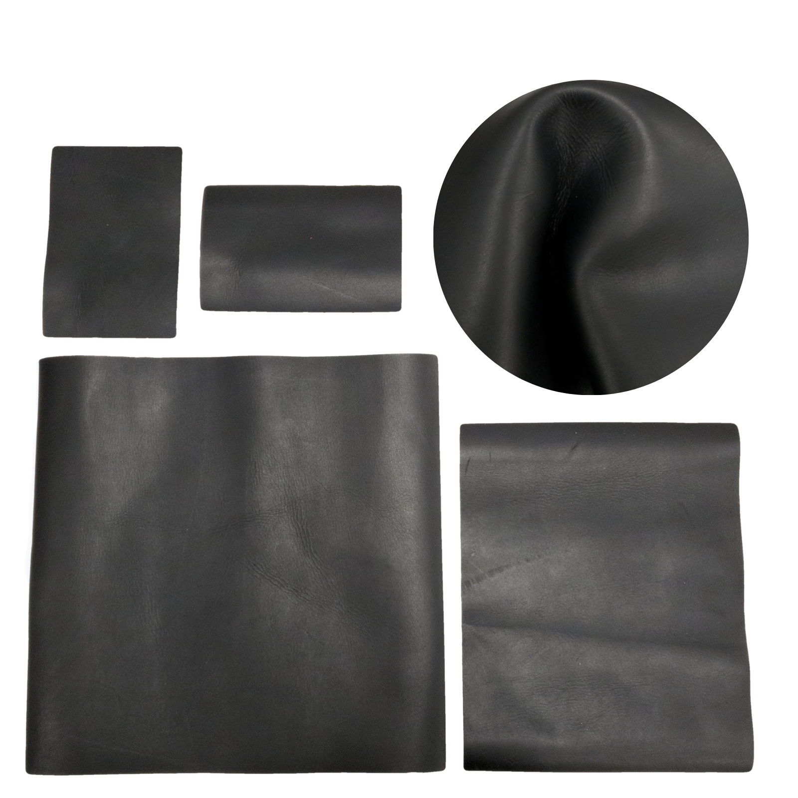 Black Cowboy Cut Pre-cuts, Regular - Ghost Town Black (4-5oz) / 4 x 6 | The Leather Guy
