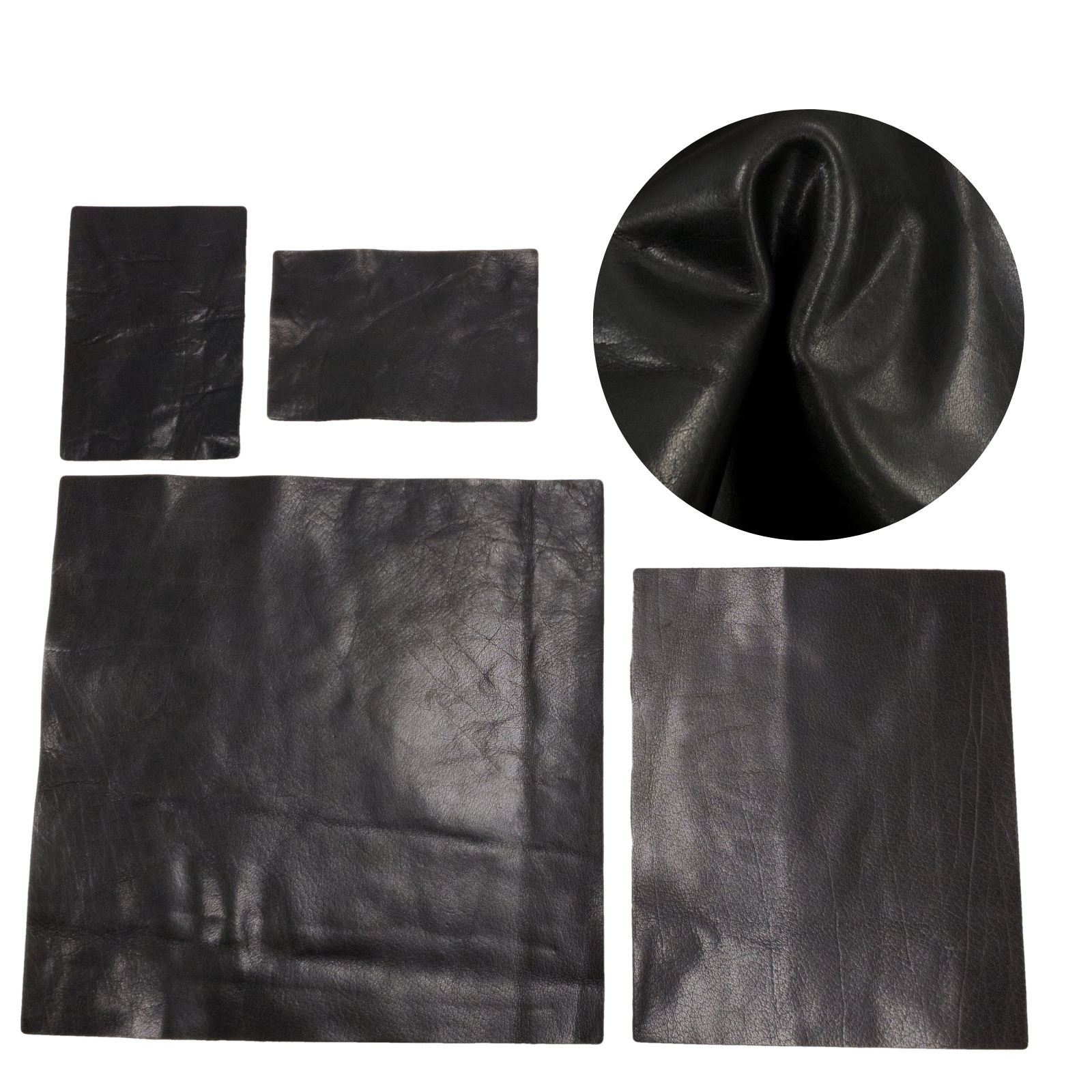 Black Cowboy Cut Pre-cuts, Regular - Black River (3-4oz) / 4 x 6 | The Leather Guy