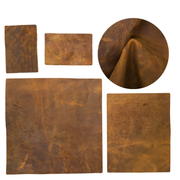 Medium Brown Cowboy Cut Pre-cuts, Grunge - American Frontier Brown (4-5oz) / 4 x 6 | The Leather Guy
