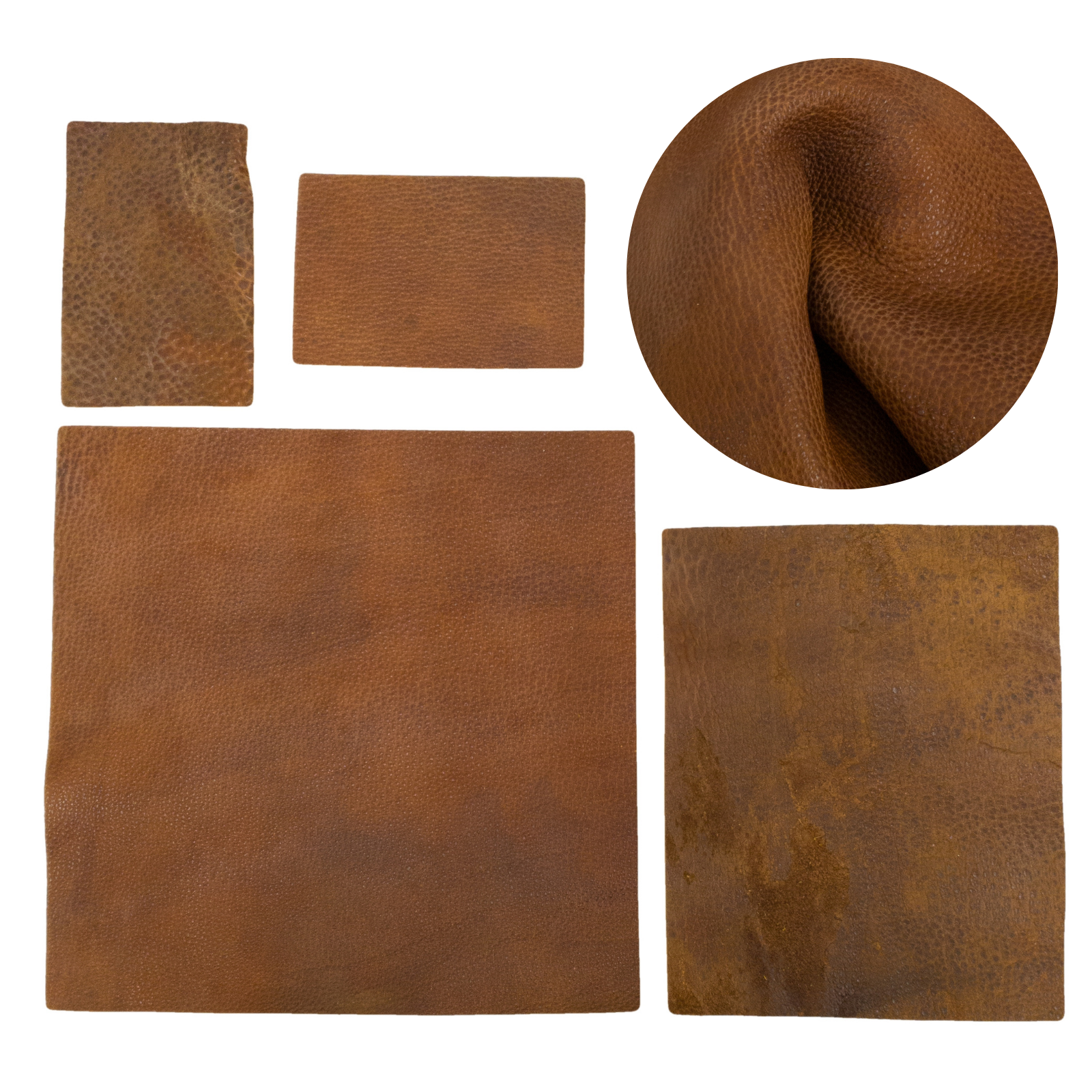 Mixed Chap Cowboy Cut Pre-cuts, Grunge - Rugged Reddish Brown (7-8oz) / 4 x 6 | The Leather Guy