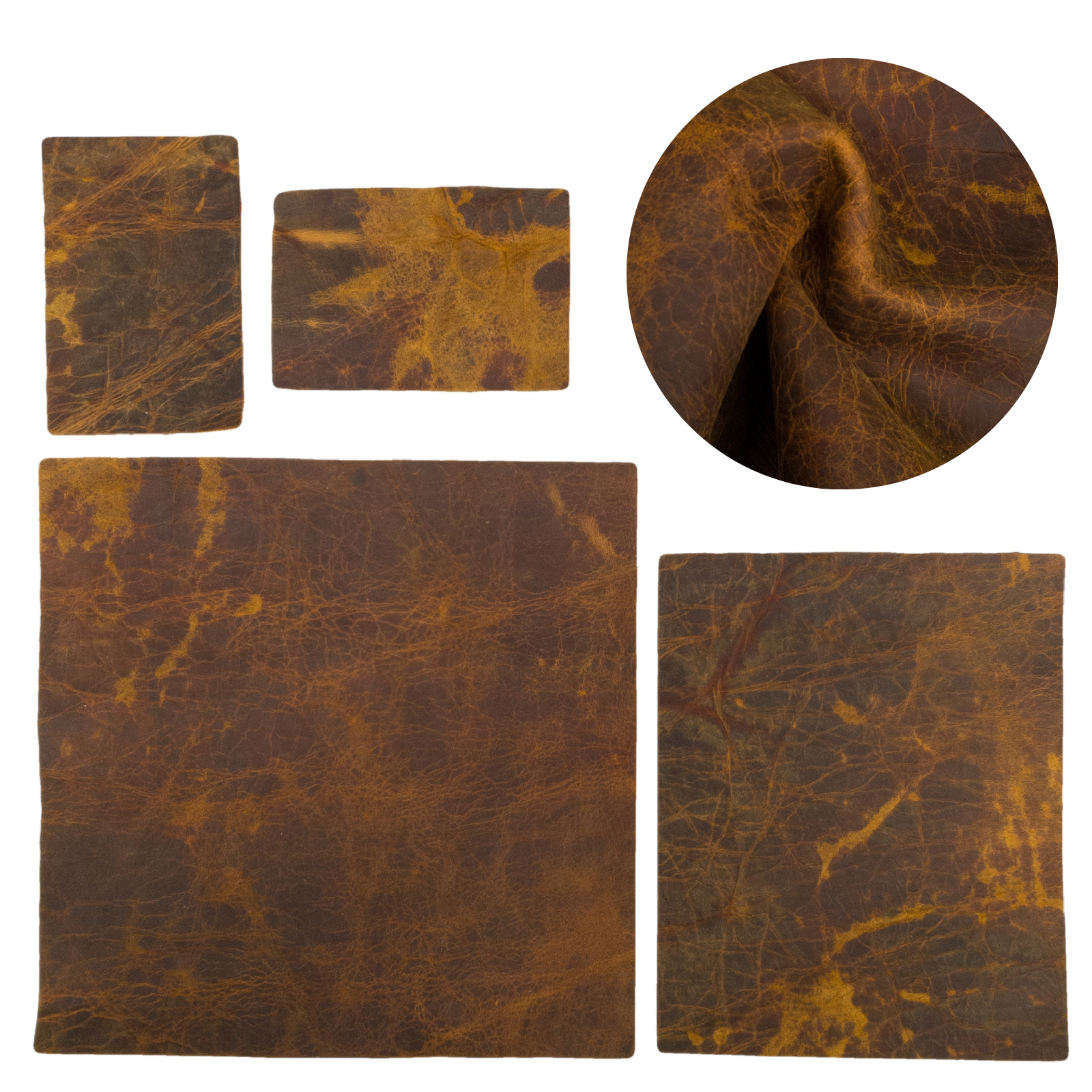 Dark Brown Cowboy Cut Pre-cuts, Grunge - Stampede Brown (4-5oz) / 4 x 6 | The Leather Guy