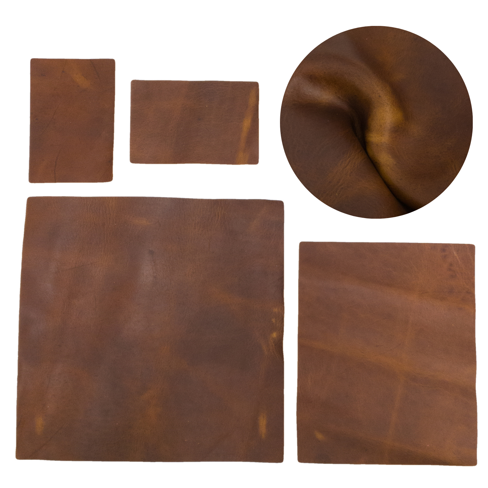Medium Brown Cowboy Cut Pre-cuts, Rustic - Rockabilly Reddish Brown (6-7oz) / 4 x 6 | The Leather Guy