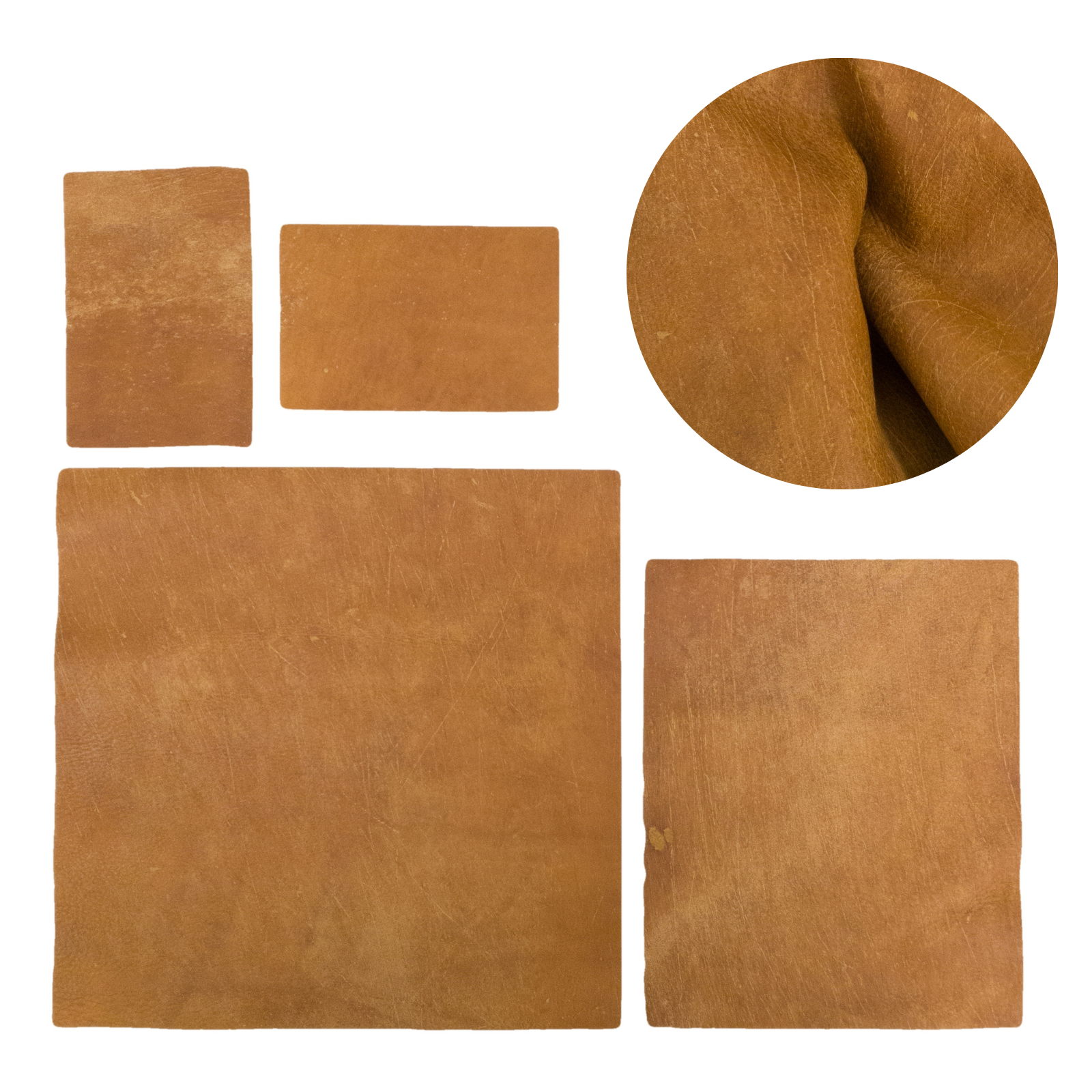 Medium Brown Cowboy Cut Pre-cuts, Grunge - Wheat Brown (4-5oz) / 4 x 6 | The Leather Guy
