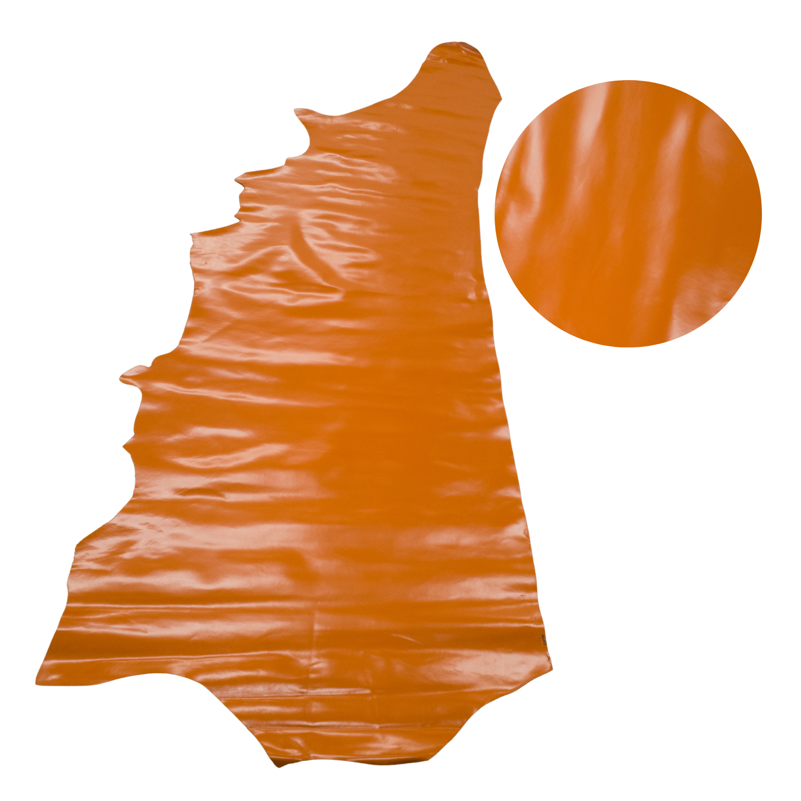 Solid Colors, Semi-Patent Cow Handbag Leather, Sides and Project Pieces, Oh So Orange / Side / 27-29 Sq Ft | The Leather Guy