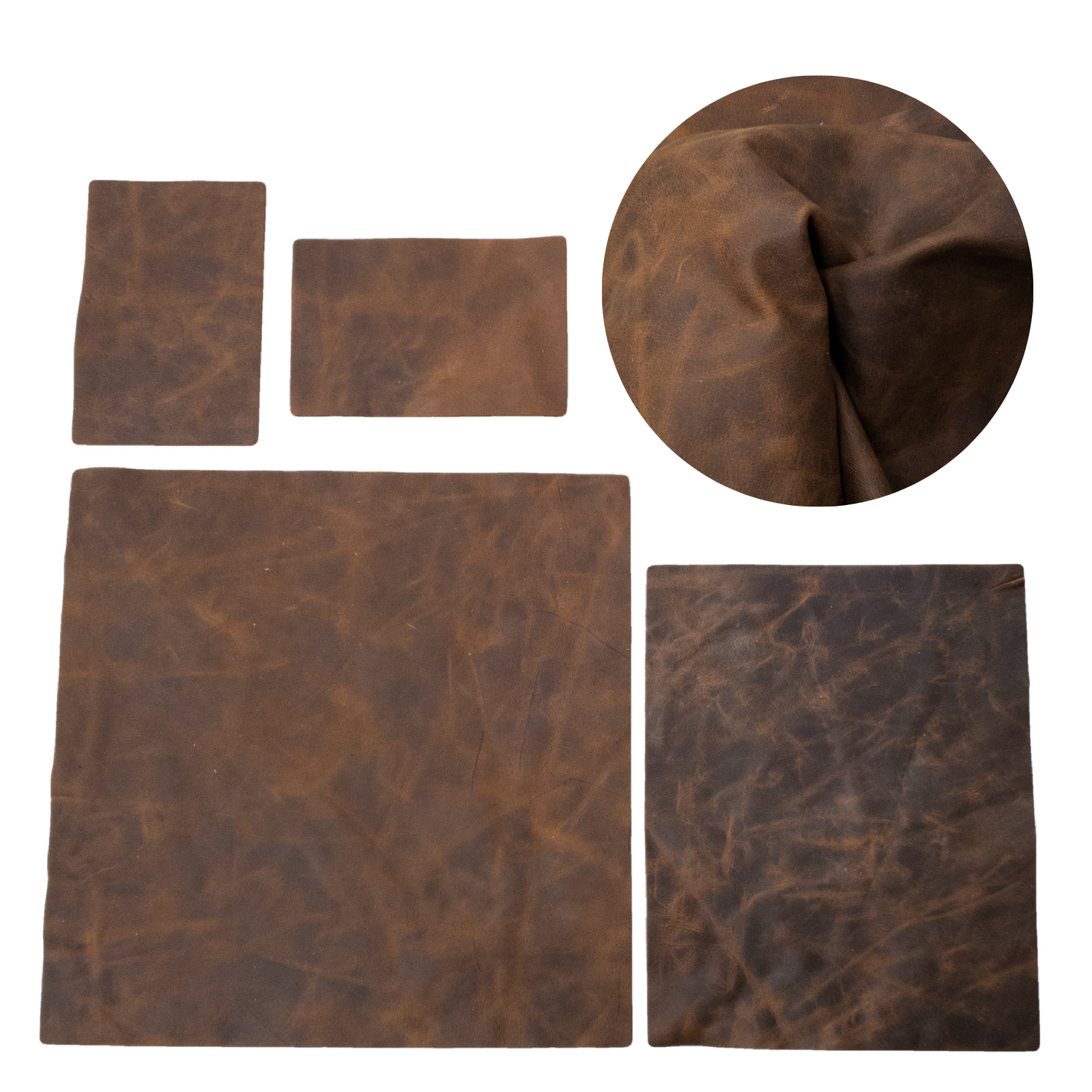 Dark Brown Cowboy Cut Pre-cuts, Rustic - Hollering Brown (2-3oz) / 4 x 6 | The Leather Guy