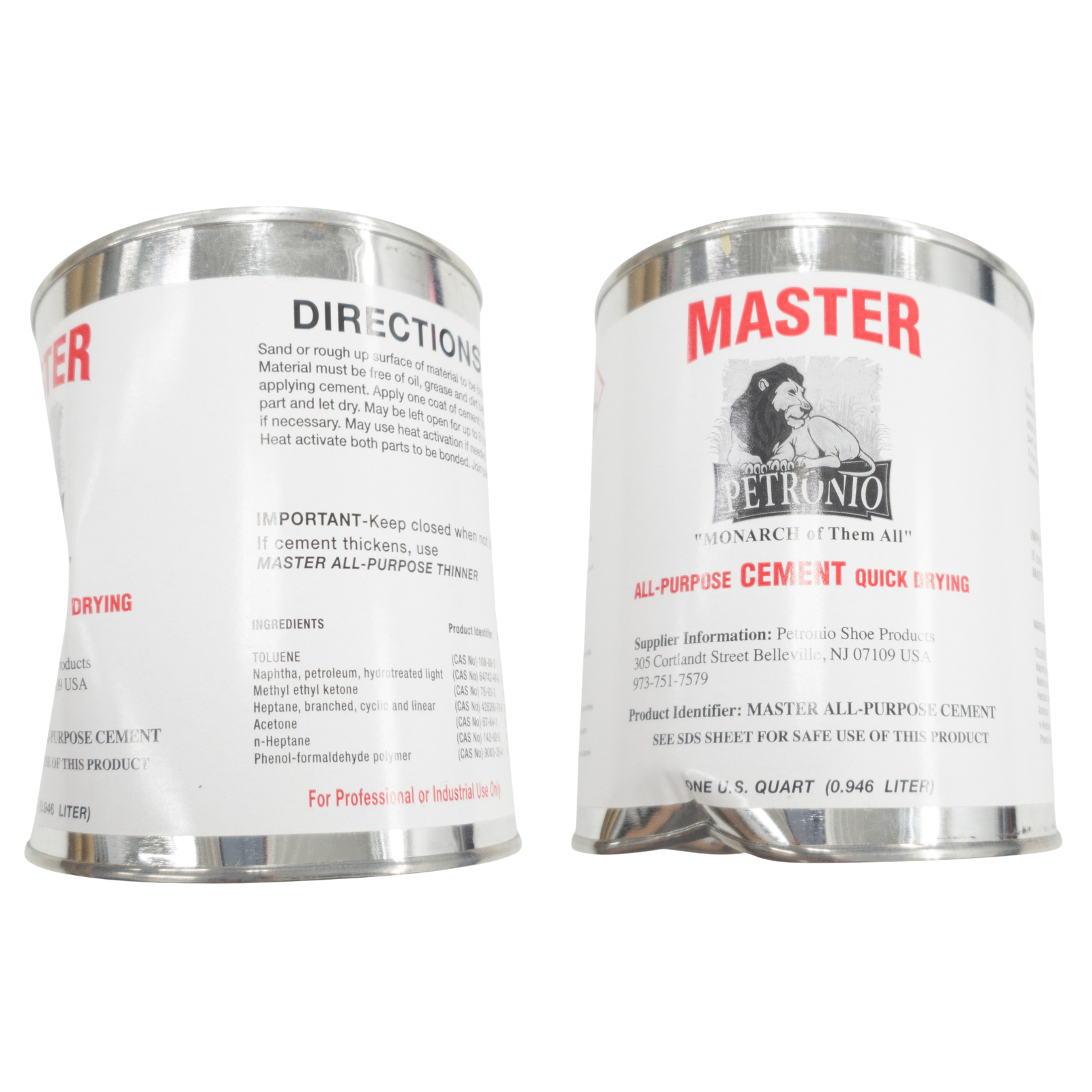 Masters All purpose quick dry Cement Leather wood 8 oz and 1 Qrt, Damaged - 1 Quart | The Leather Guy