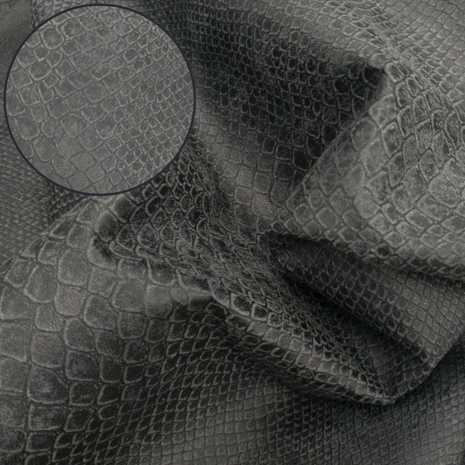 Surplus Fashion, 3-8 Sq Ft, 1-3 oz, Lamb Hides, Black Snake / 5-6 | The Leather Guy