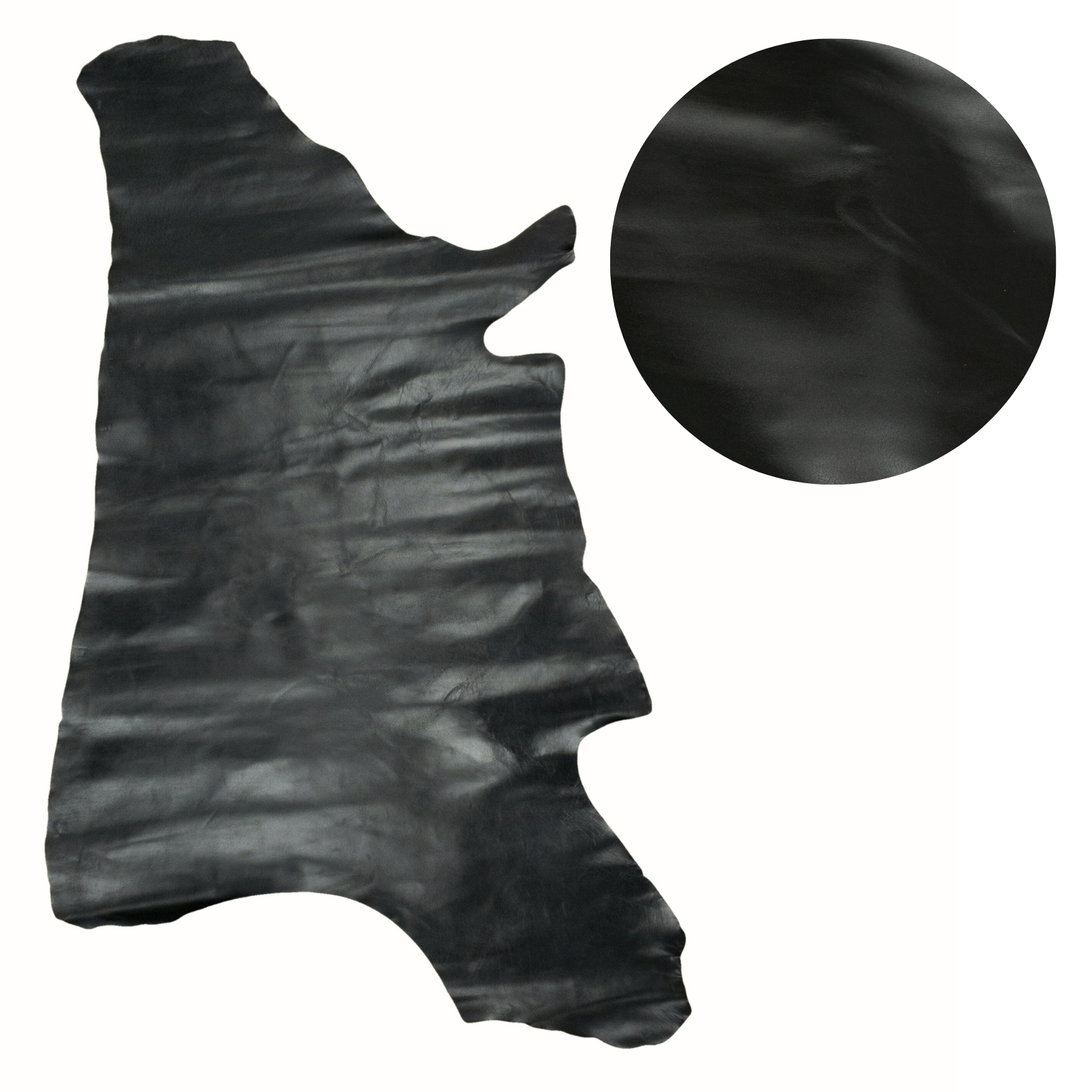 Colors, 5-10 Sq Ft, 1-2.5 oz, Cordovan Style Calf Hides, Black 1 / 9-10 Sq Ft | The Leather Guy