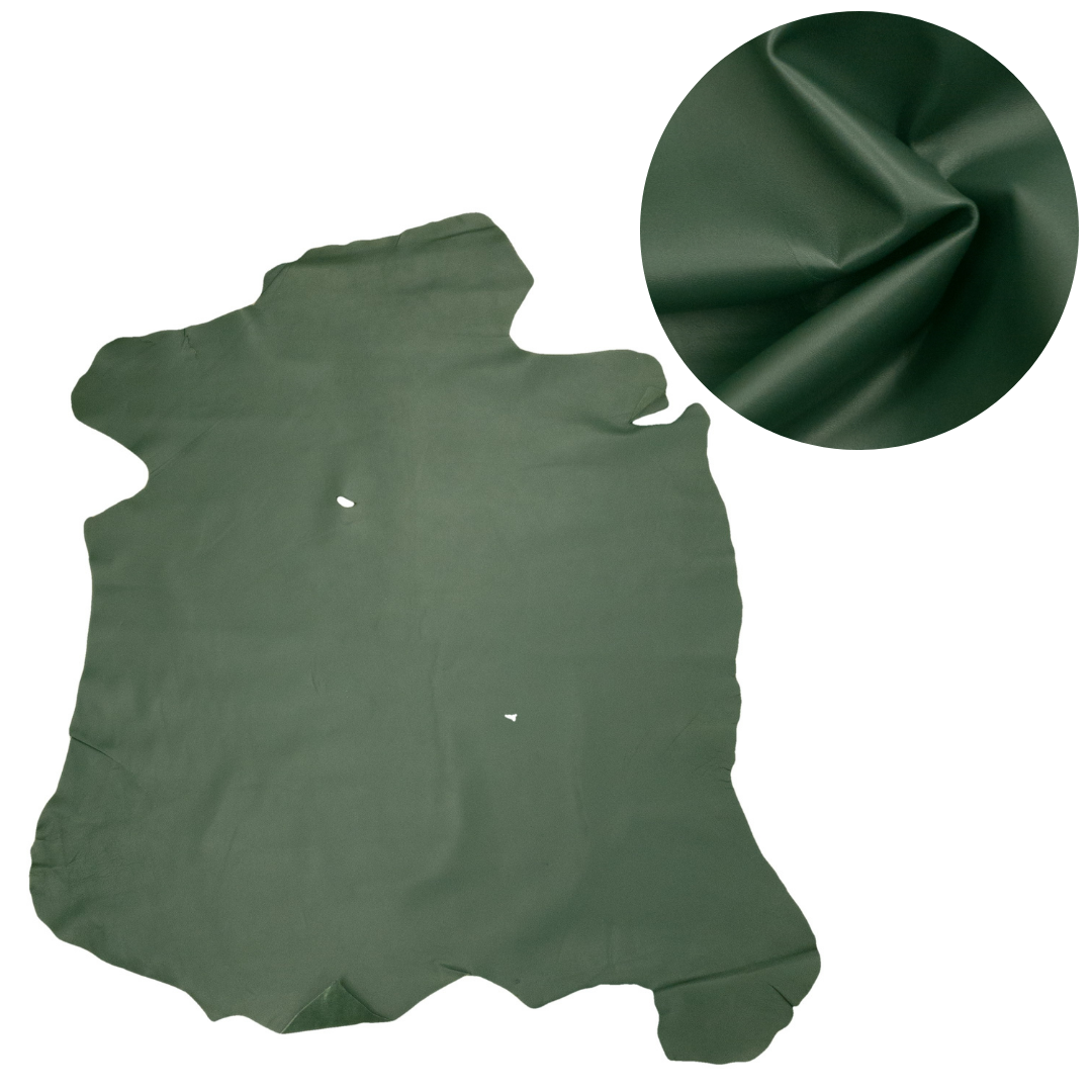 Greens, 3-10 Sq Ft, 2-3 oz, Lamb Hides, Fern Green (Low-Grade) / 5-6 / 2-2.5 oz (.8-1 MM) | The Leather Guy