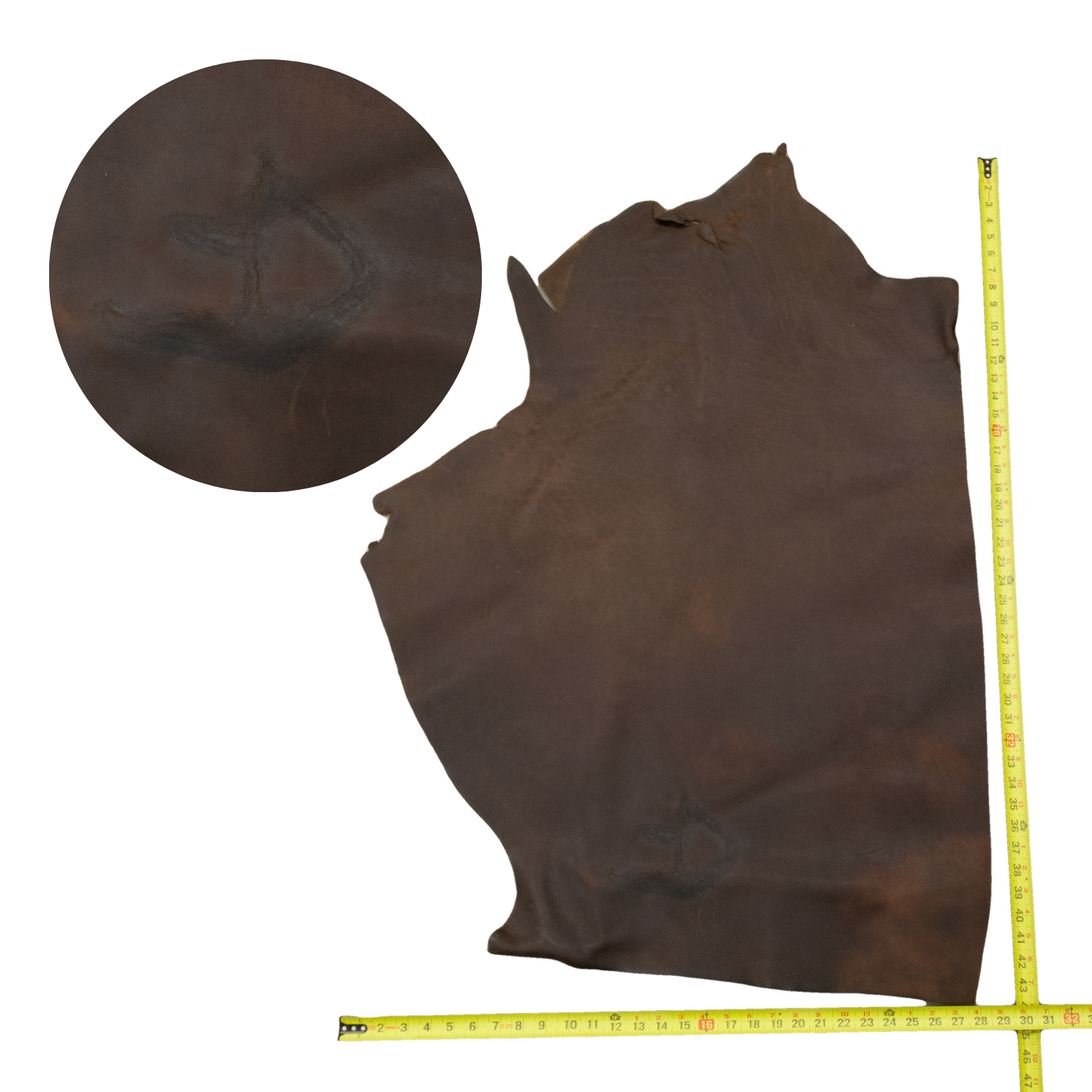 Grunge Branded Project Pieces, 5-6 oz Oil Tan, Limited Stock, 5 Sq Ft - Chocolate Brown | The Leather Guy