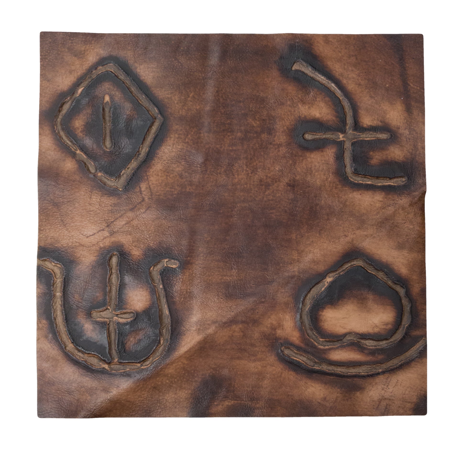 Embossed Branded Cowhide Leather Precuts, 12 x 12 / 4 | The Leather Guy