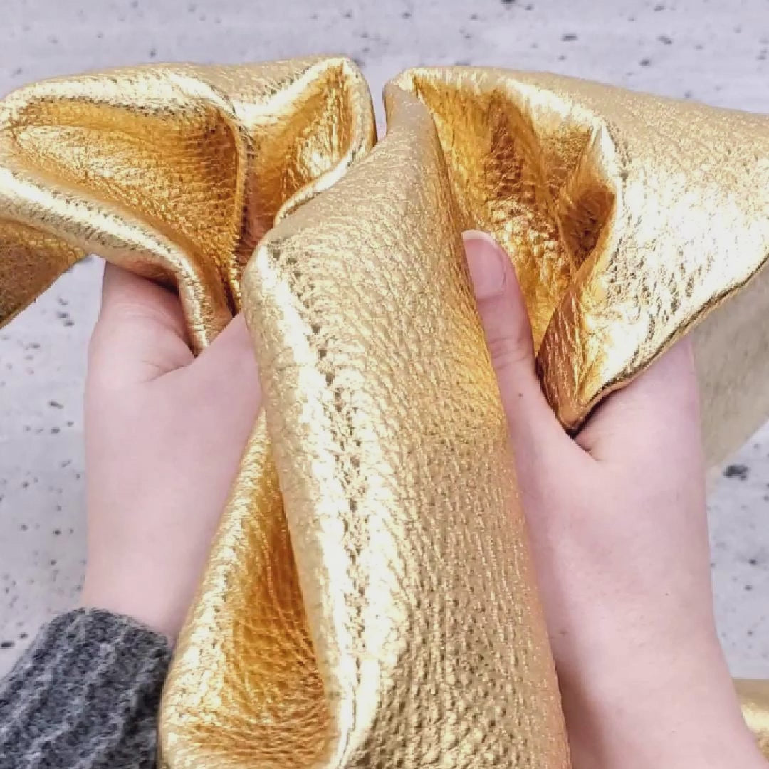 Gold Dust Metallic Vegas 2-3 oz Leather Cow Hides, | The Leather Guy