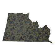Gutsy Green Camo Playful Prints and Camo 2-3 oz Leather Cow Hides, 6.5-7.5 Sq Ft / Project Piece (Top) | The Leather Guy