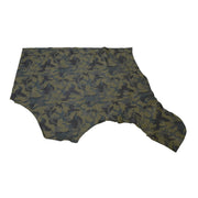 Gutsy Green Camo Playful Prints and Camo 2-3 oz Leather Cow Hides, 6.5-7.5 Sq Ft / Project Piece (Bottom) | The Leather Guy