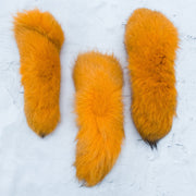 Solid, Genuine Dyed Fur Tails, Bright Orange / With Pin | The Leather Guy