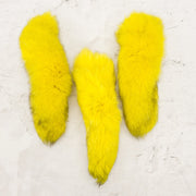 Solid, Genuine Dyed Fur Tails, Bright Yellow / With Pin | The Leather Guy