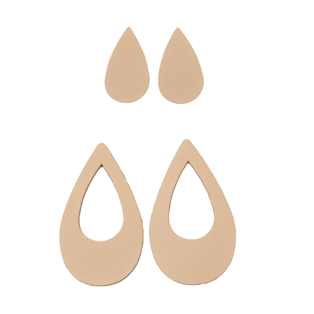 Artisan's Choice Veg Tan Die Cut Teardrop Earrings, Large Teardrop Window/Mini Teardrop / 3-4 oz / Small Pack - 1 Pair of Each / 2 Pieces of Each | The Leather Guy