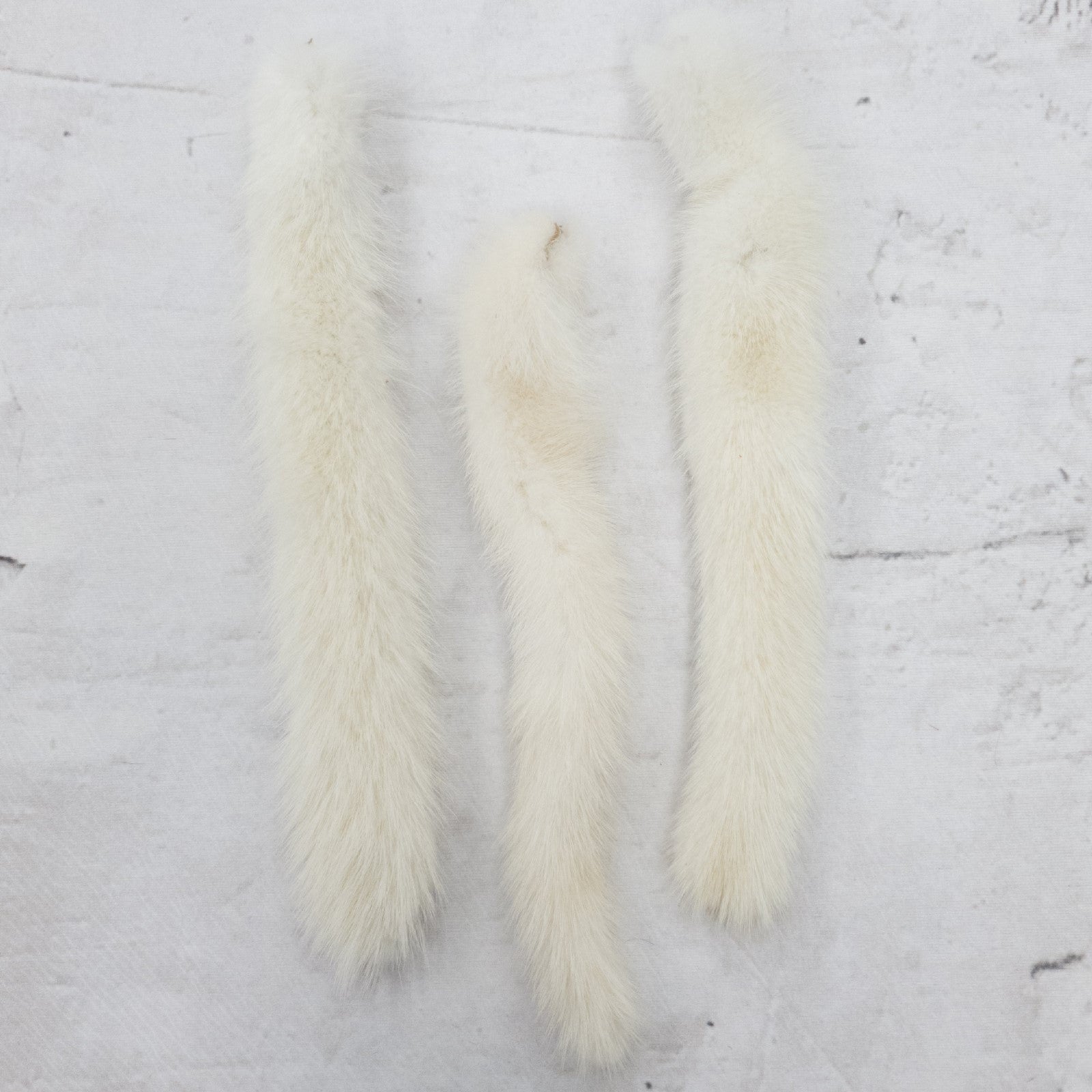 Genuine Small to Medium Animal Fur Tails, Cream Mink / With Pin | The Leather Guy
