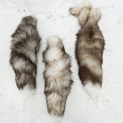 Genuine Small to Medium Animal Fur Tails, Crystal Fox / With Pin | The Leather Guy
