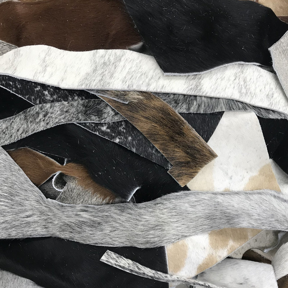 Mixed Color Hair on Cowhide Scraps | Genuine Leather Remnants | The ...