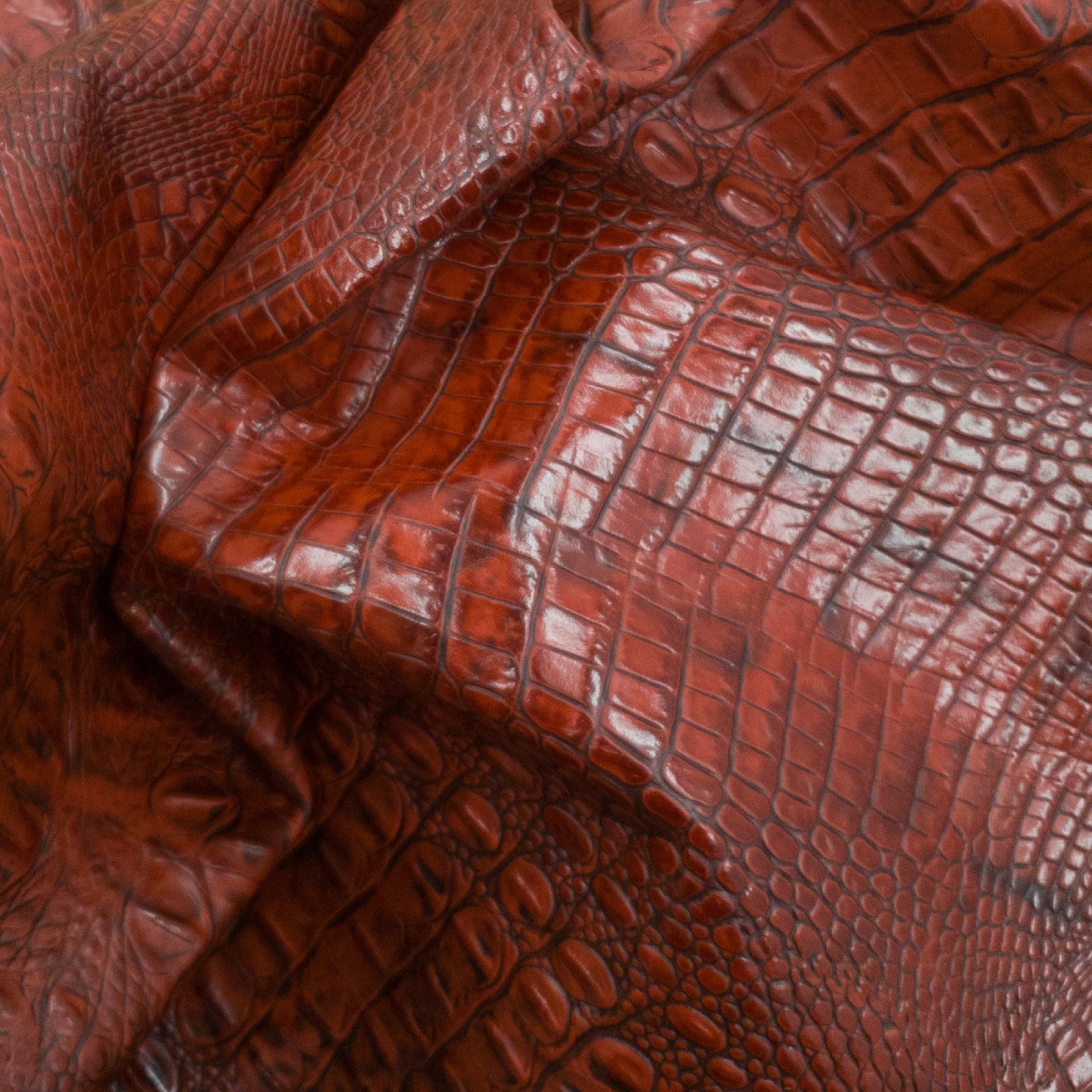 Croc Embossed, 3-4 oz, Pre-cuts, Antique Croc- Red / 4 x 6 | The Leather Guy