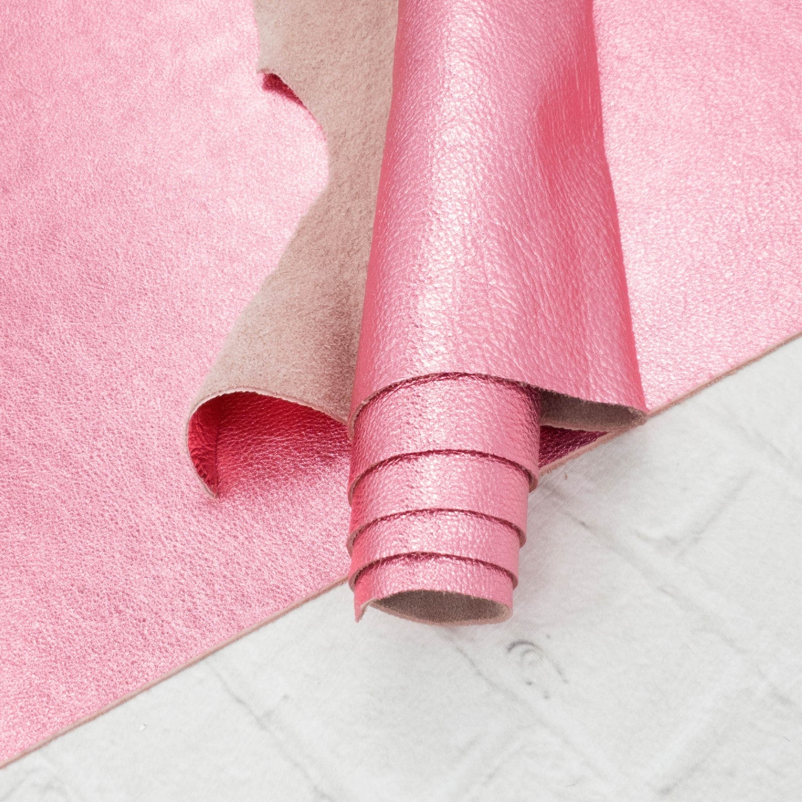 Party Girl Pink, 2-3 oz Cow Hides, Metallic Vegas,  | The Leather Guy