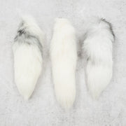 Genuine Small to Medium Animal Fur Tails, Platinum Fox / With Pin | The Leather Guy