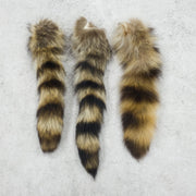 Genuine Small to Medium Animal Fur Tails, Raccoon / With Pin | The Leather Guy