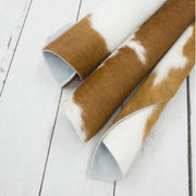 Bi-Color Light Brown and Off White Hair on Cow Hide Pre-cuts,  | The Leather Guy