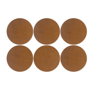 6pk 6-7oz Coaster Set, Round / Light Brown | The Leather Guy