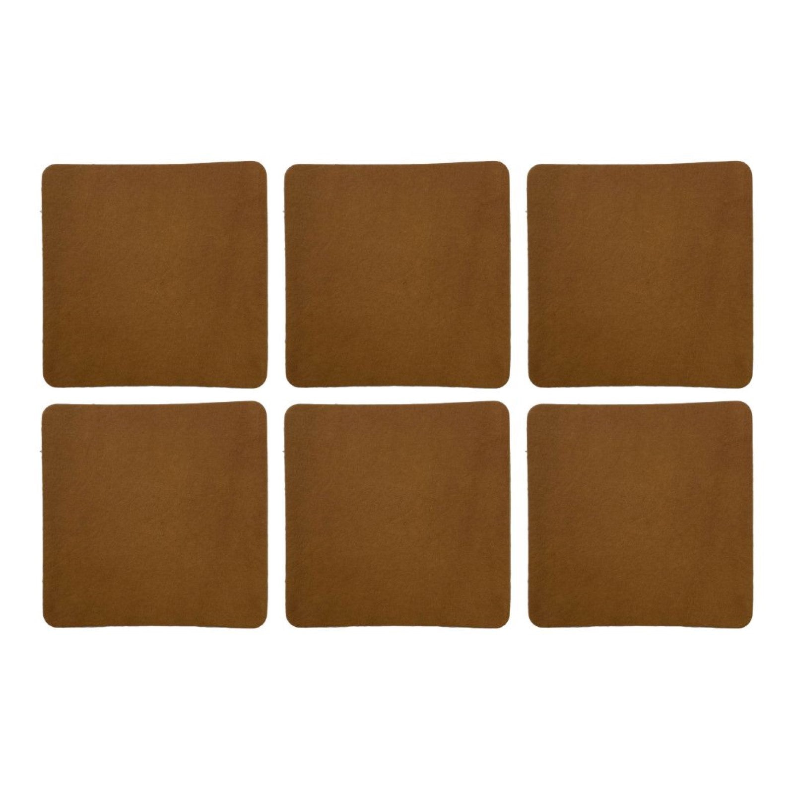 6pk 6-7oz Coaster Set, Square / Light Brown | The Leather Guy